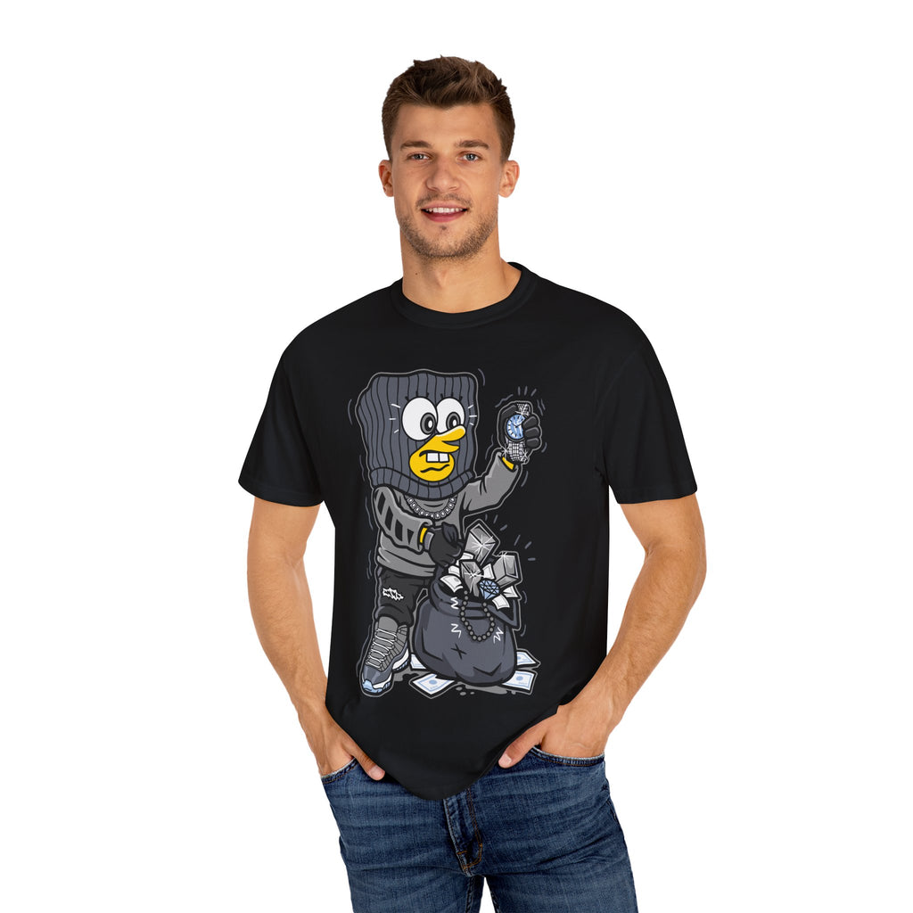 Cartoon Burglar Tee – Funny Diamond Loot Graphic Shirt - Sinful Threads