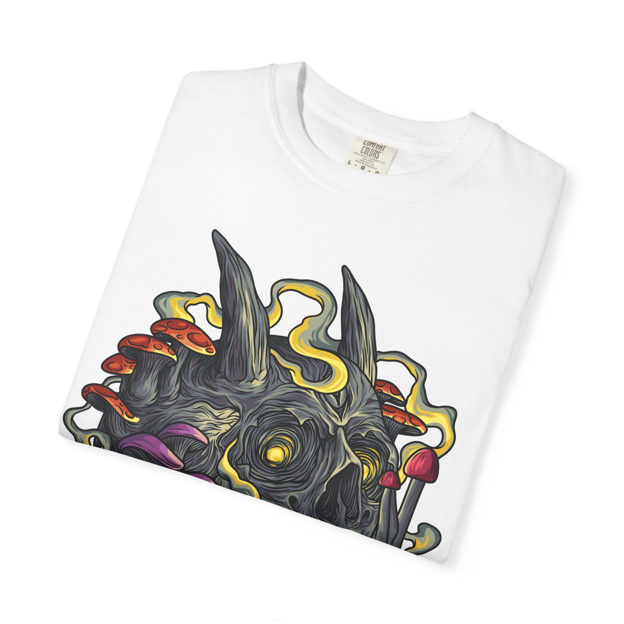 Gothic Mushroom Tee - Horned Skull Deathcore Shirt Gift - Sinful Threads