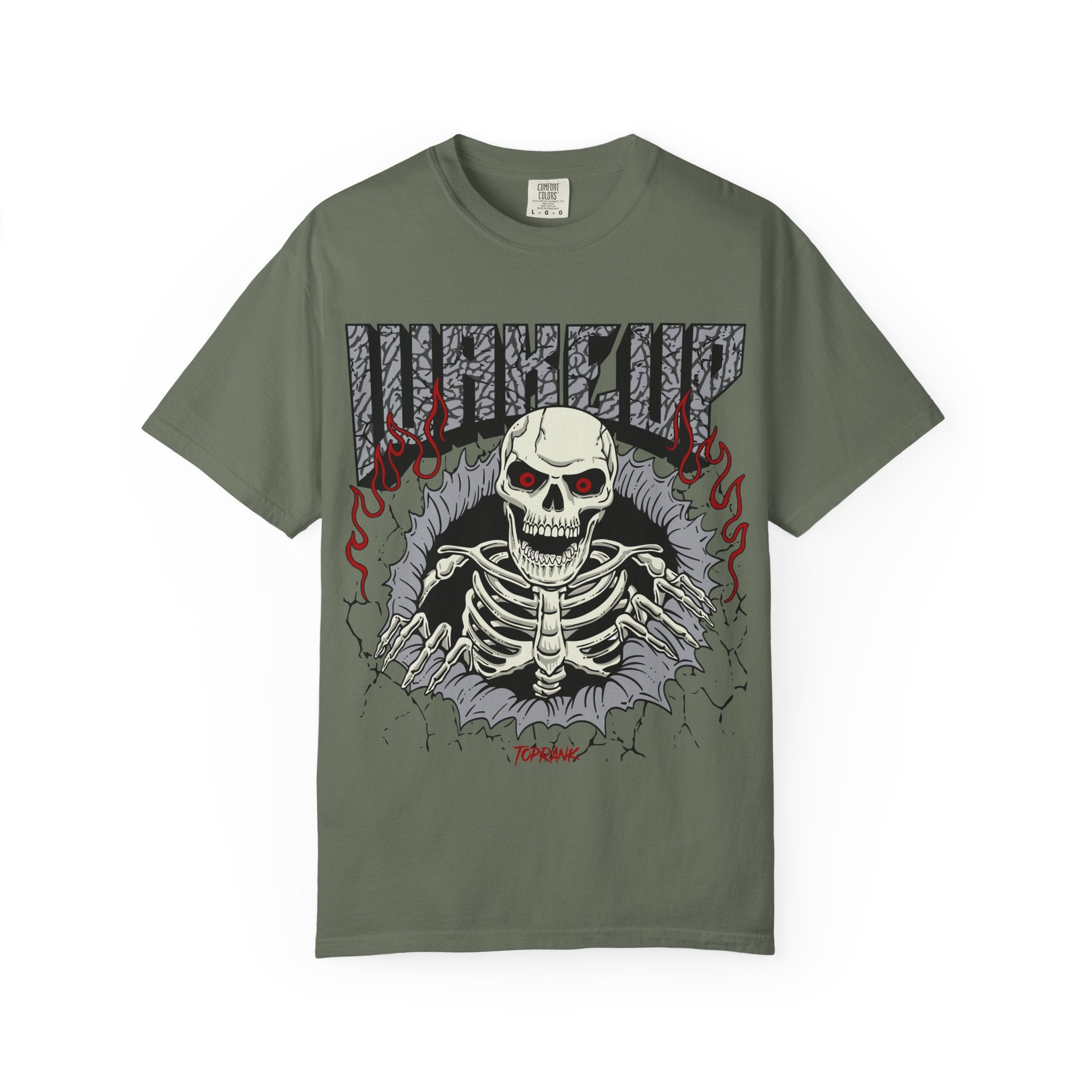 Skull Flame Shirt - Wake Up Fire Design Tee for Bold Style - Sinful Threads