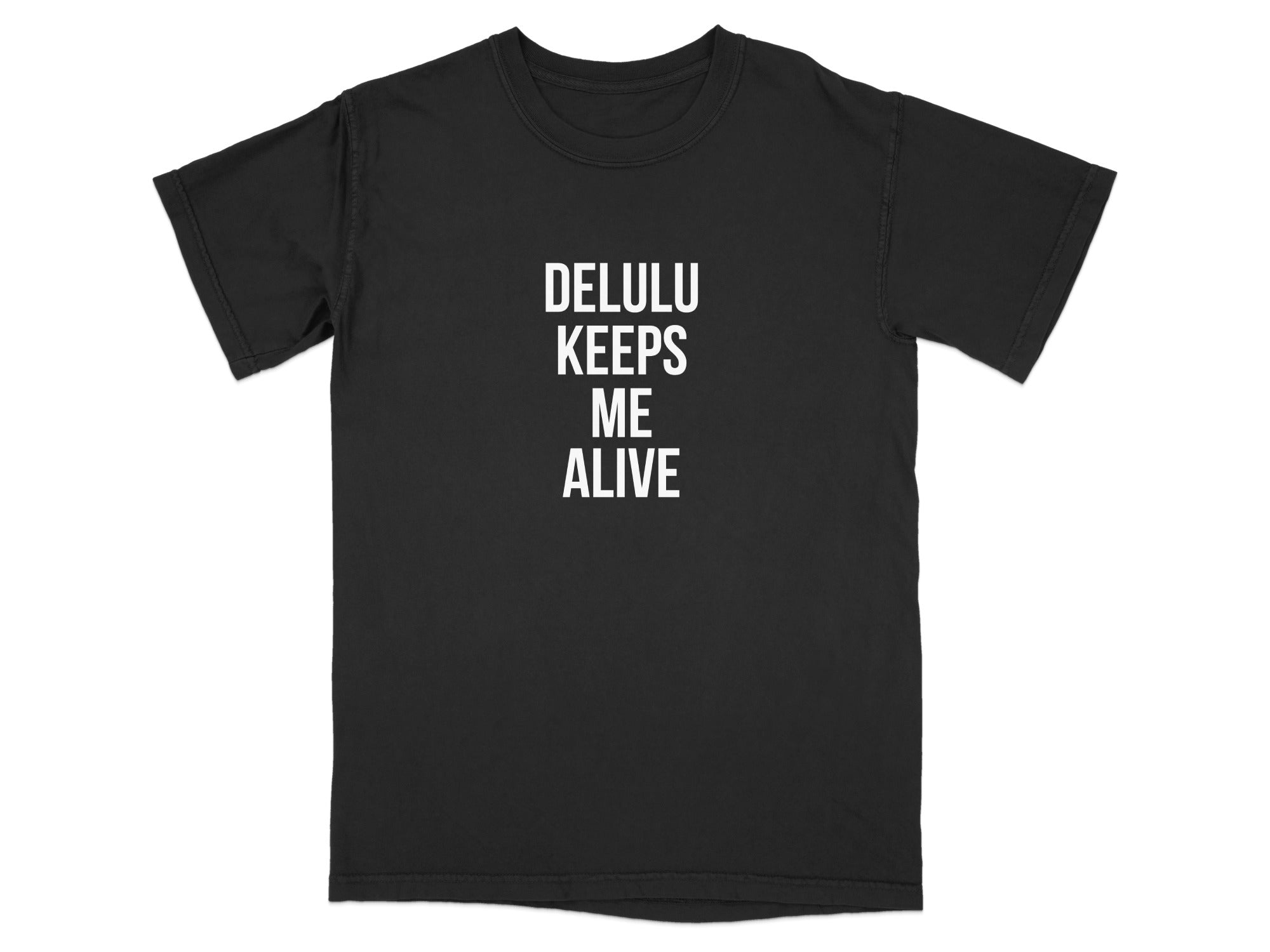Delulu Keeps Me Alive Black Graphic T-Shirt product