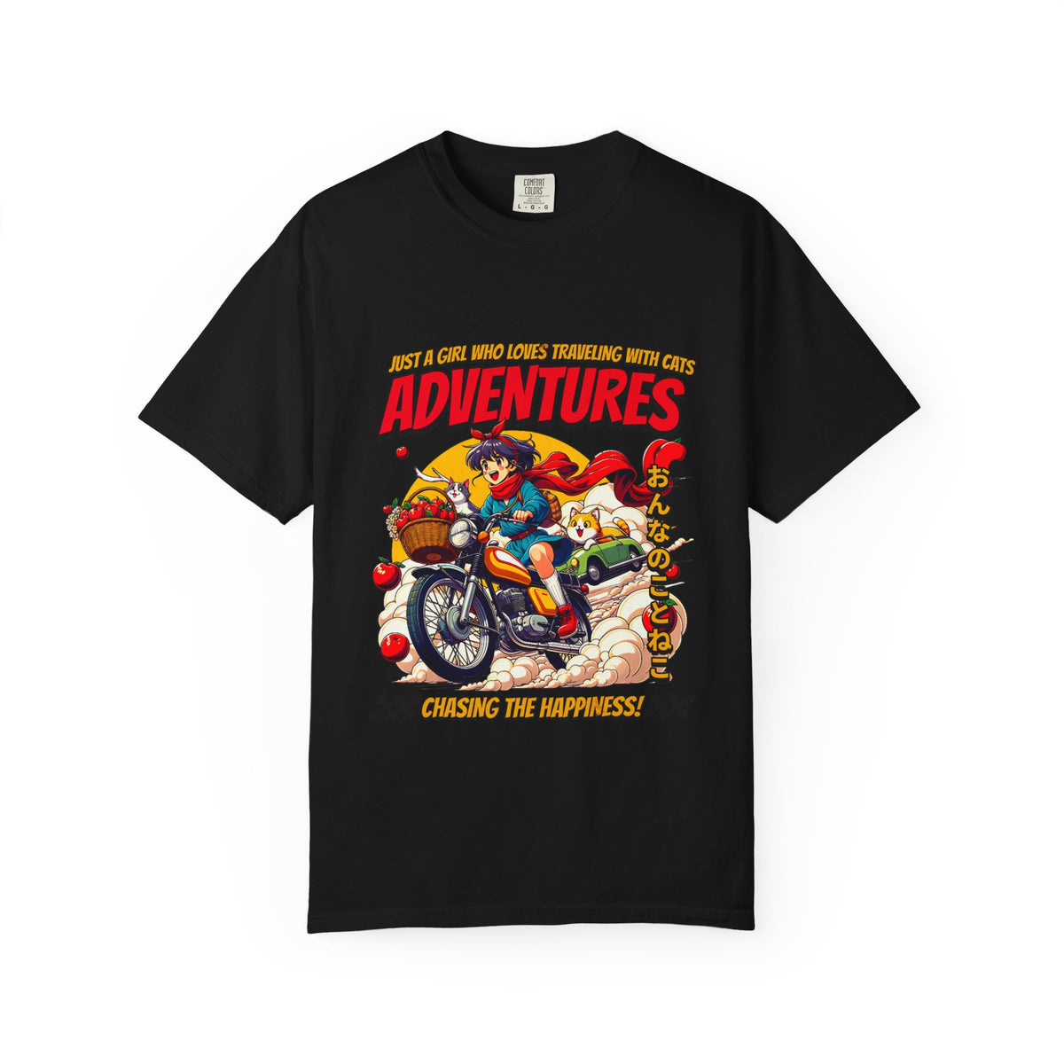 Cat Motorcycle Tee - Anime Adventure Top - Perfect Gift