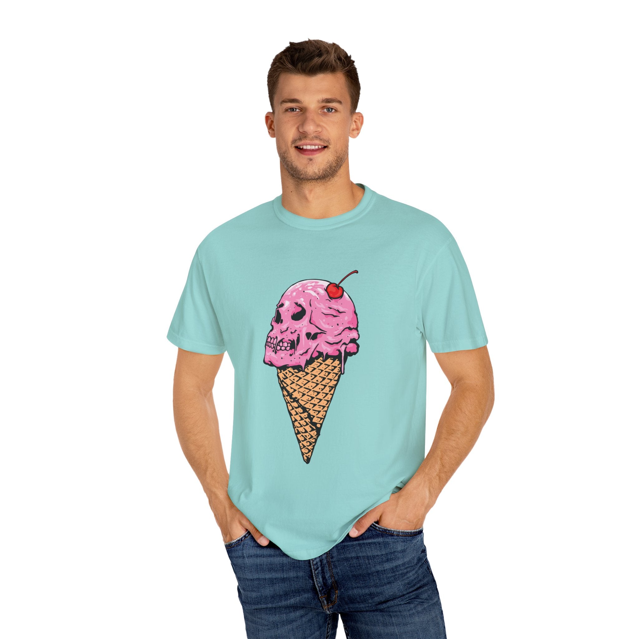 Skull Ice Cream Art With Cherry On Top Design T-Shirt - Sinful Threads