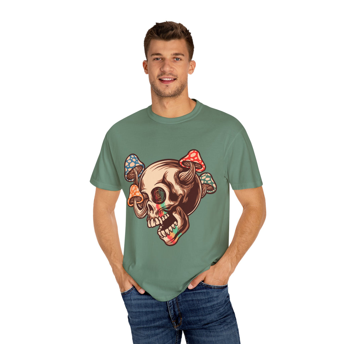 Skull Mushroom Tee - Trippy Psychedelic Graphic Gift