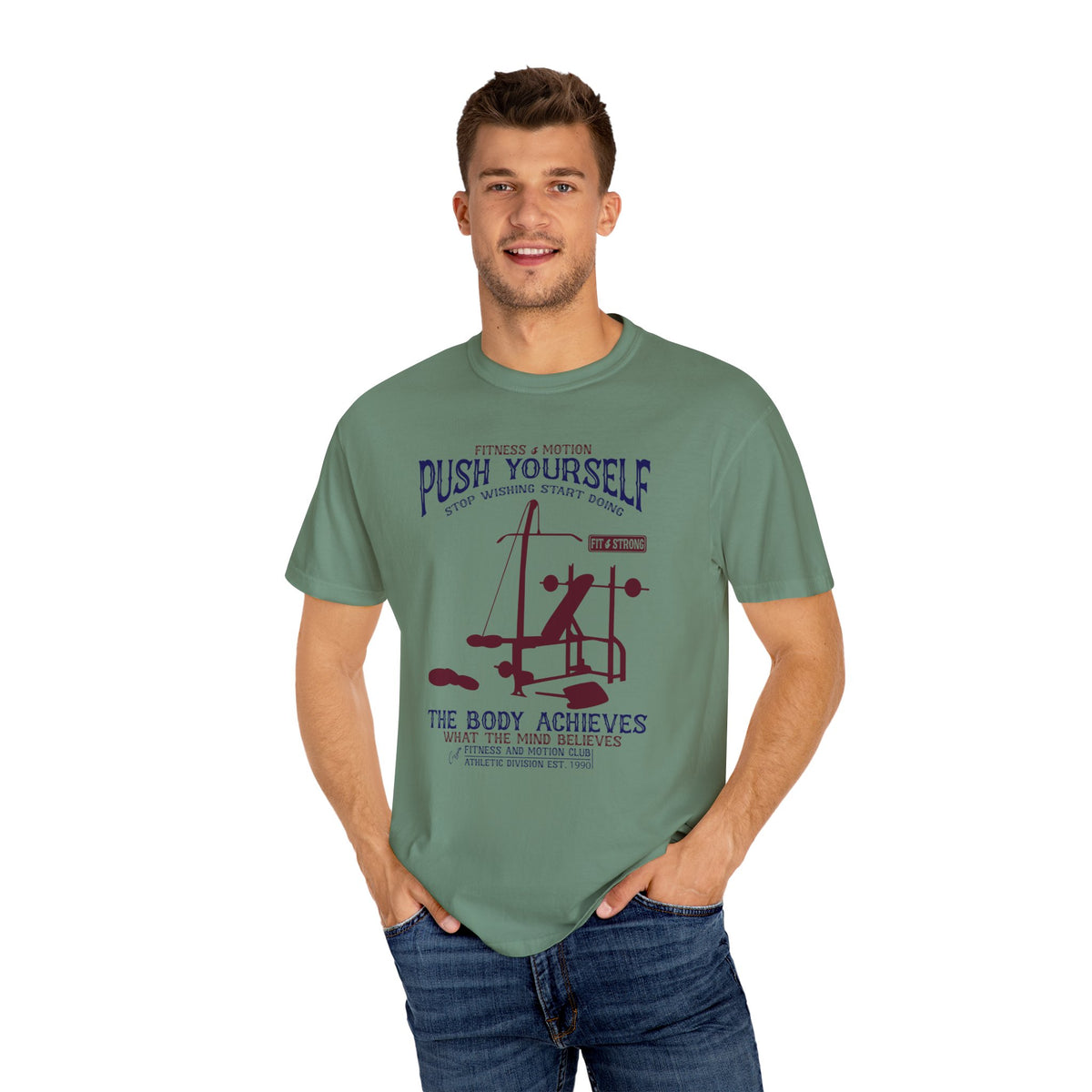 Fitness And Motion Bodybuilding Gym Push Yourself T-Shirt