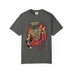 Money Bag Shirt - Devil's Hand Flaming Dollar Tattoo Tee