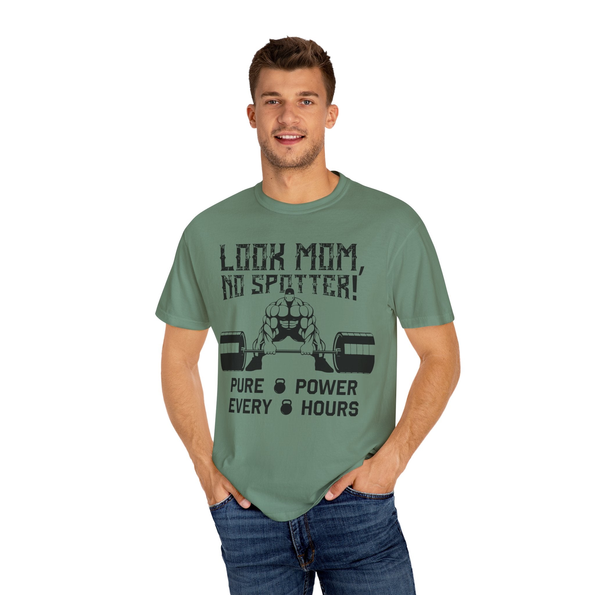 Look Mom No Spotter T-Shirt - Funny Gym Gift - Sinful Threads