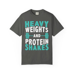 Heavy Weights Protein Shakes Gym Workout T-Shirt for Lifters