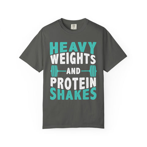 Heavy Weights Protein Shakes Gym Workout T-Shirt for Lifters