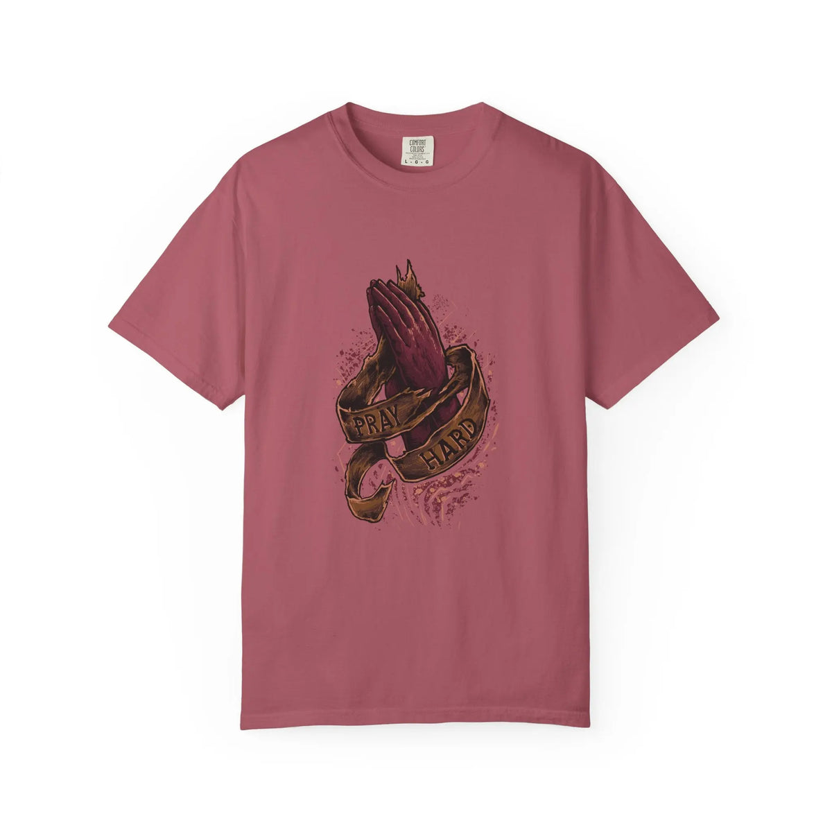 Pray Hard Hands Illustration Graphic Design Art T-Shirt - Sinful Threads