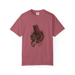 Pray Hard Hands Illustration Graphic Design Art T-Shirt - Sinful Threads