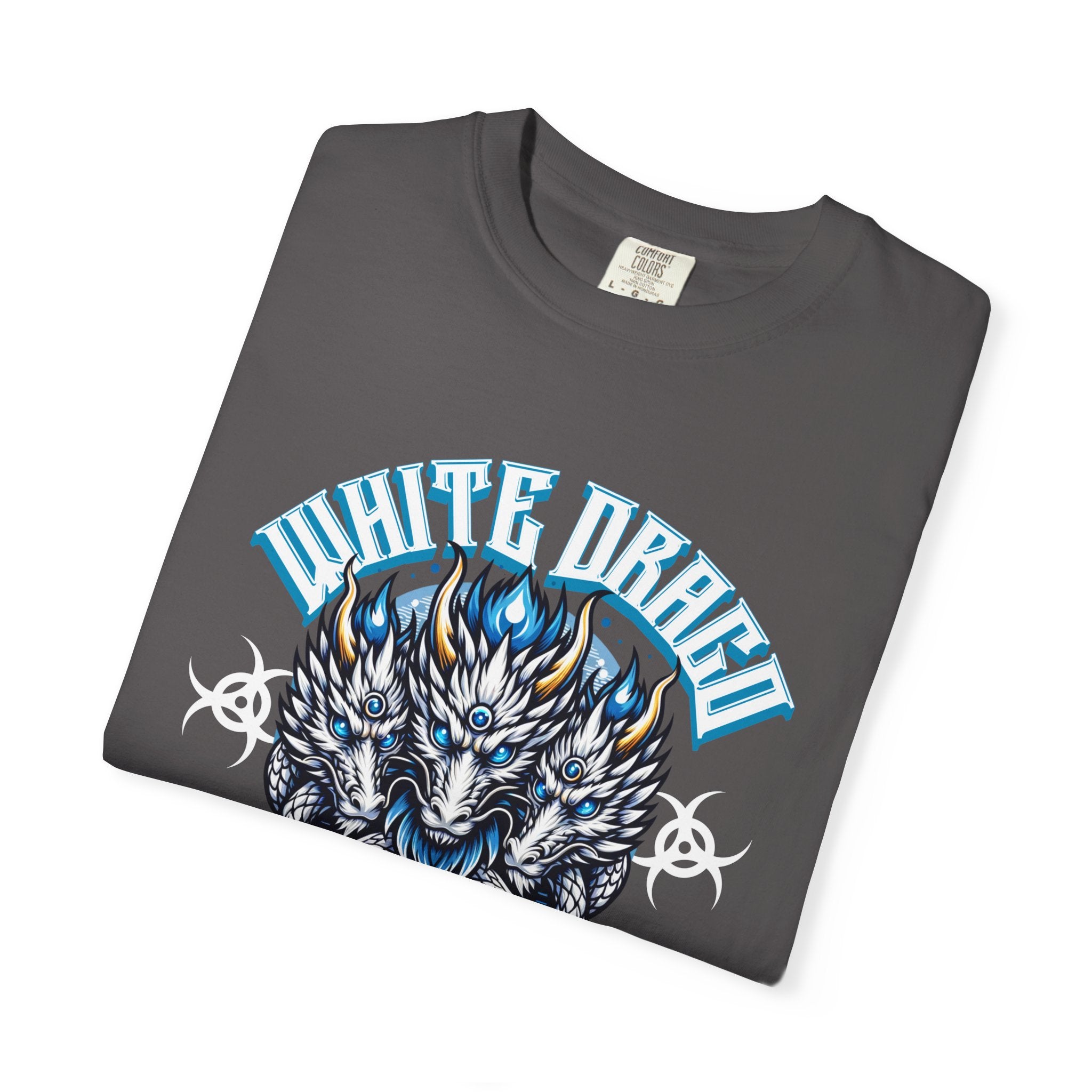 Dragon Art Tee - Blue-Eyed Three-Headed Fantasy Gift - Sinful Threads