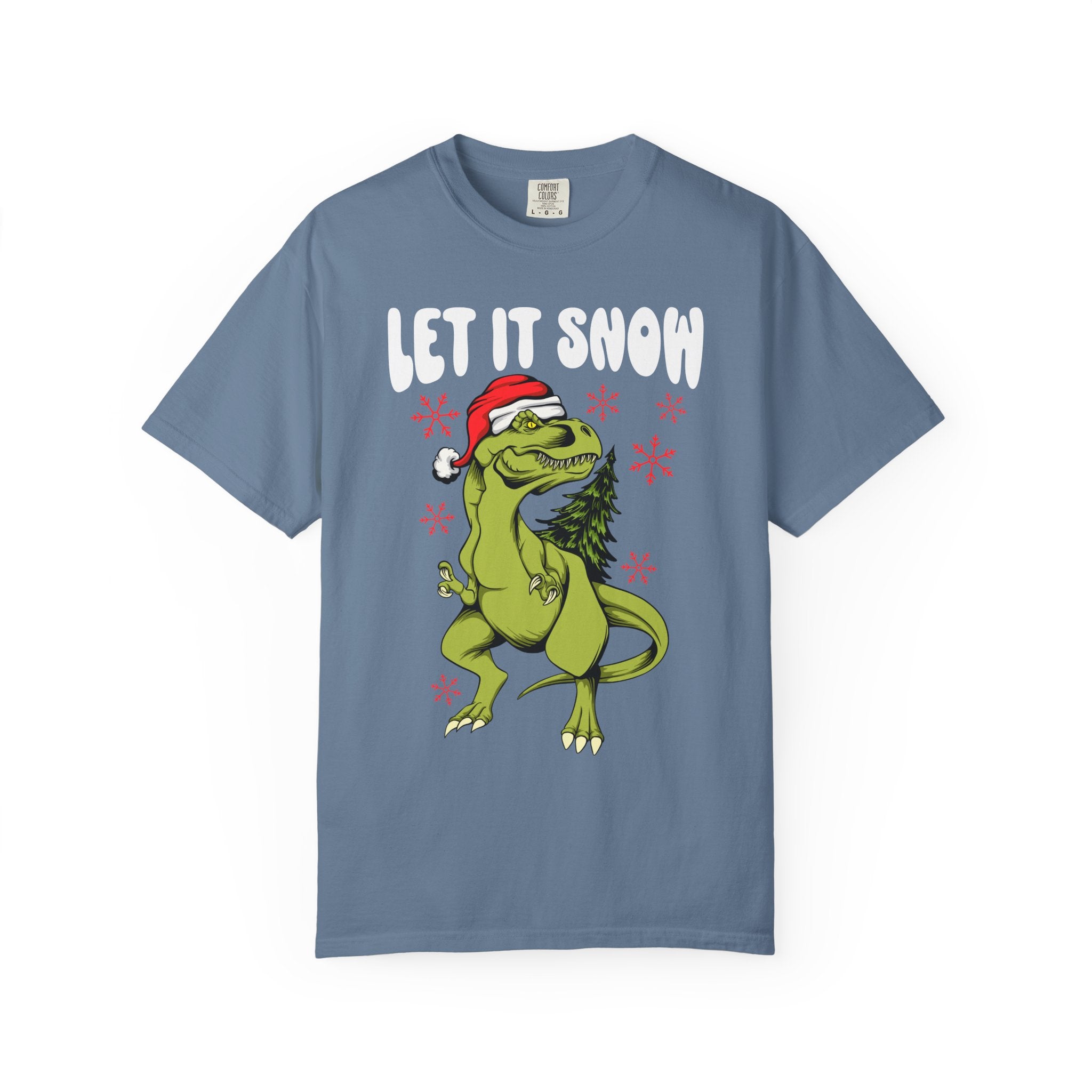 Christmas Dinosaur Tee - Santa T-Rex - Let It Snow Gift - Sinful Threads