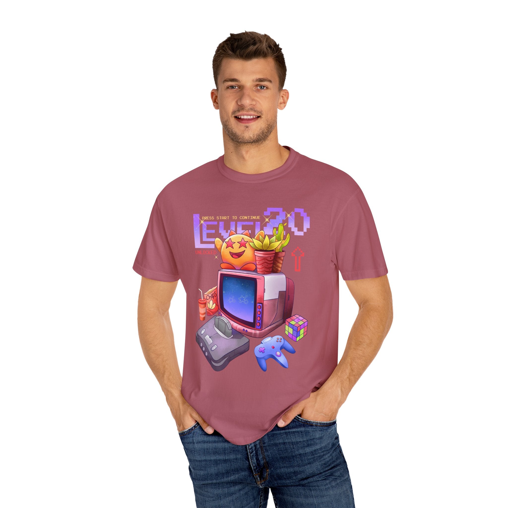 Retro Gaming Tee - Level 20 Pixel - 90s Birthday Gift - Sinful Threads