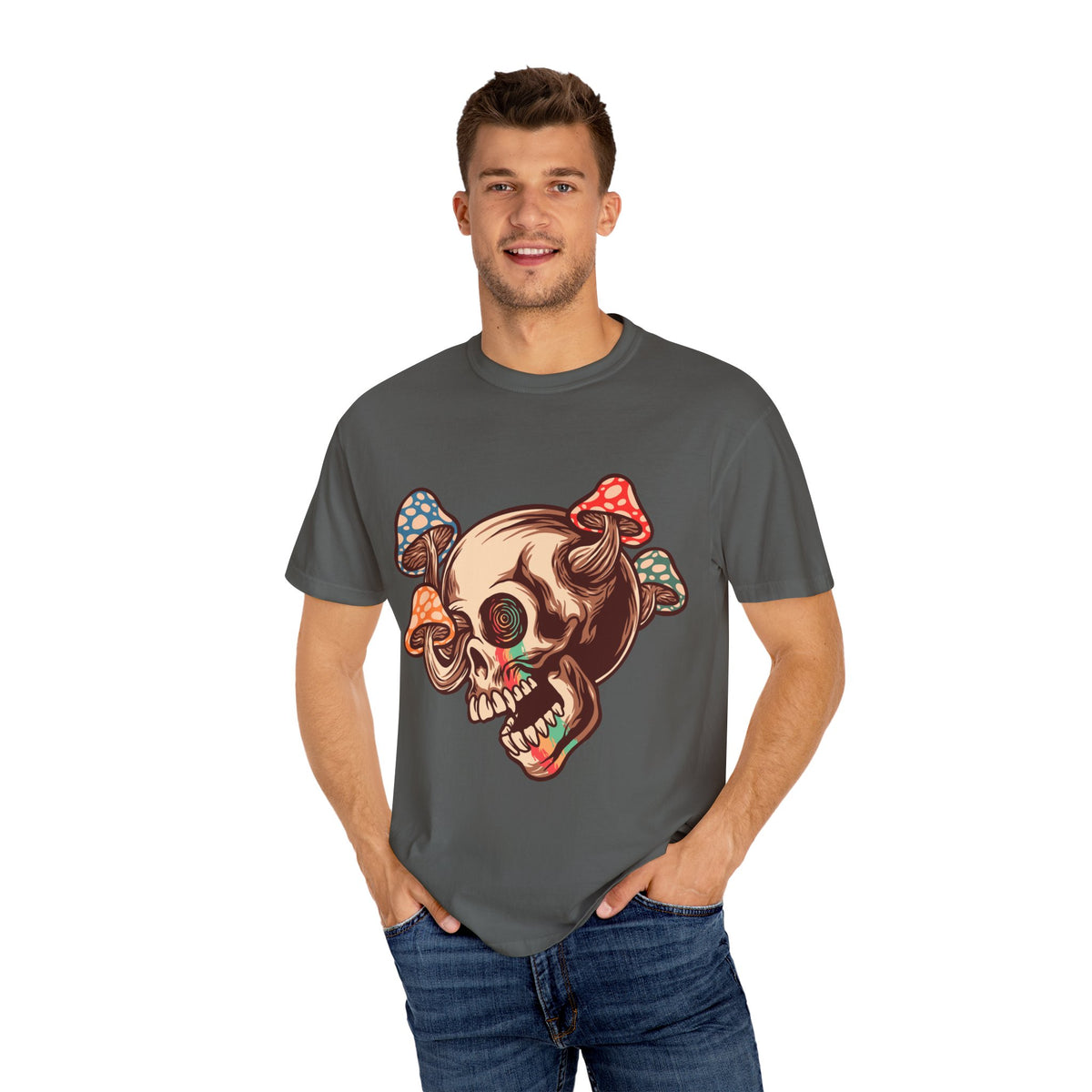 Skull Mushroom Tee - Trippy Psychedelic Graphic Gift