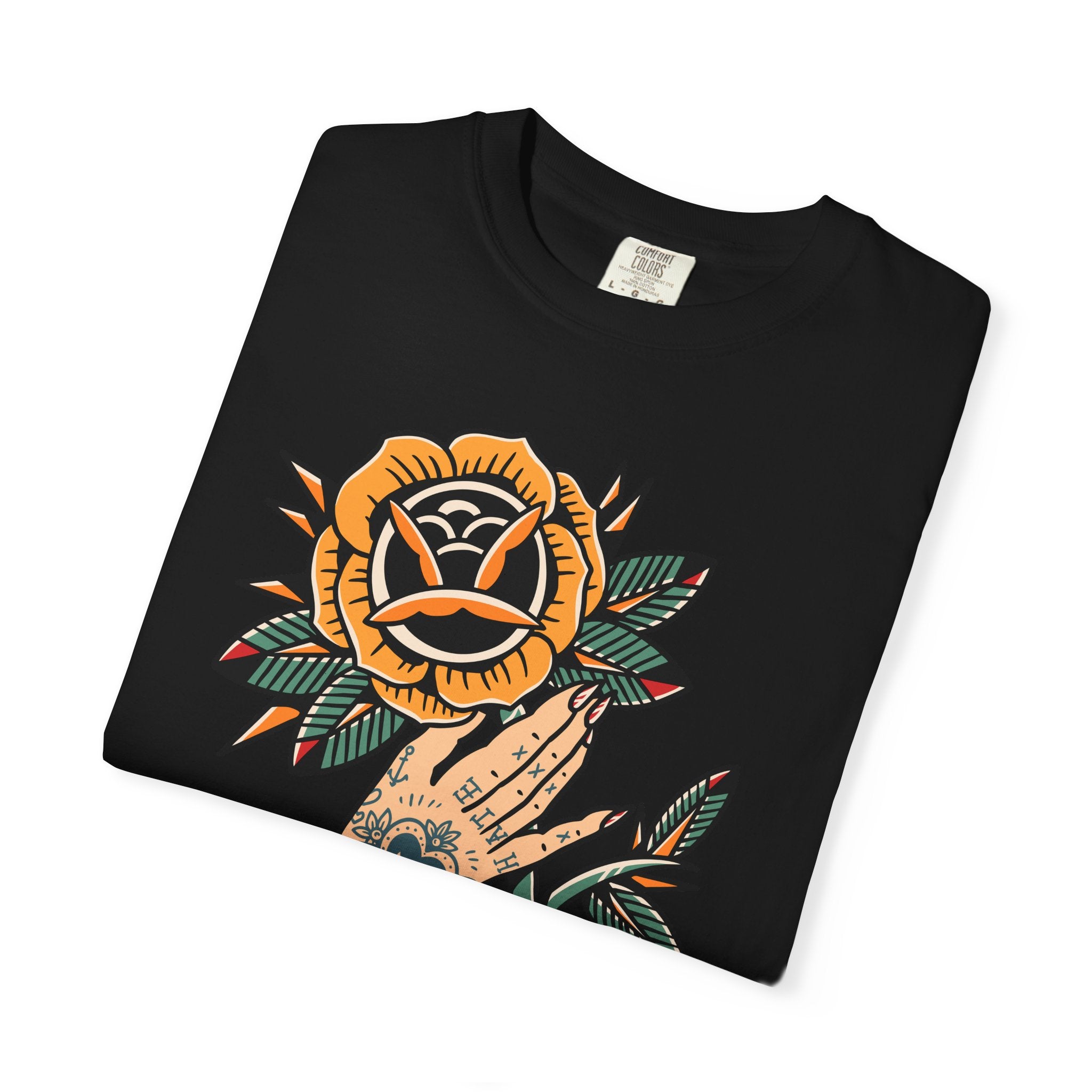 Tattoo Rose Shirt - Hand Holding Flower Tee, Artistic Gift - Sinful Threads