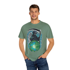 Grim Reaper Tee – Blue Flames Skull Gothic Death Shirt