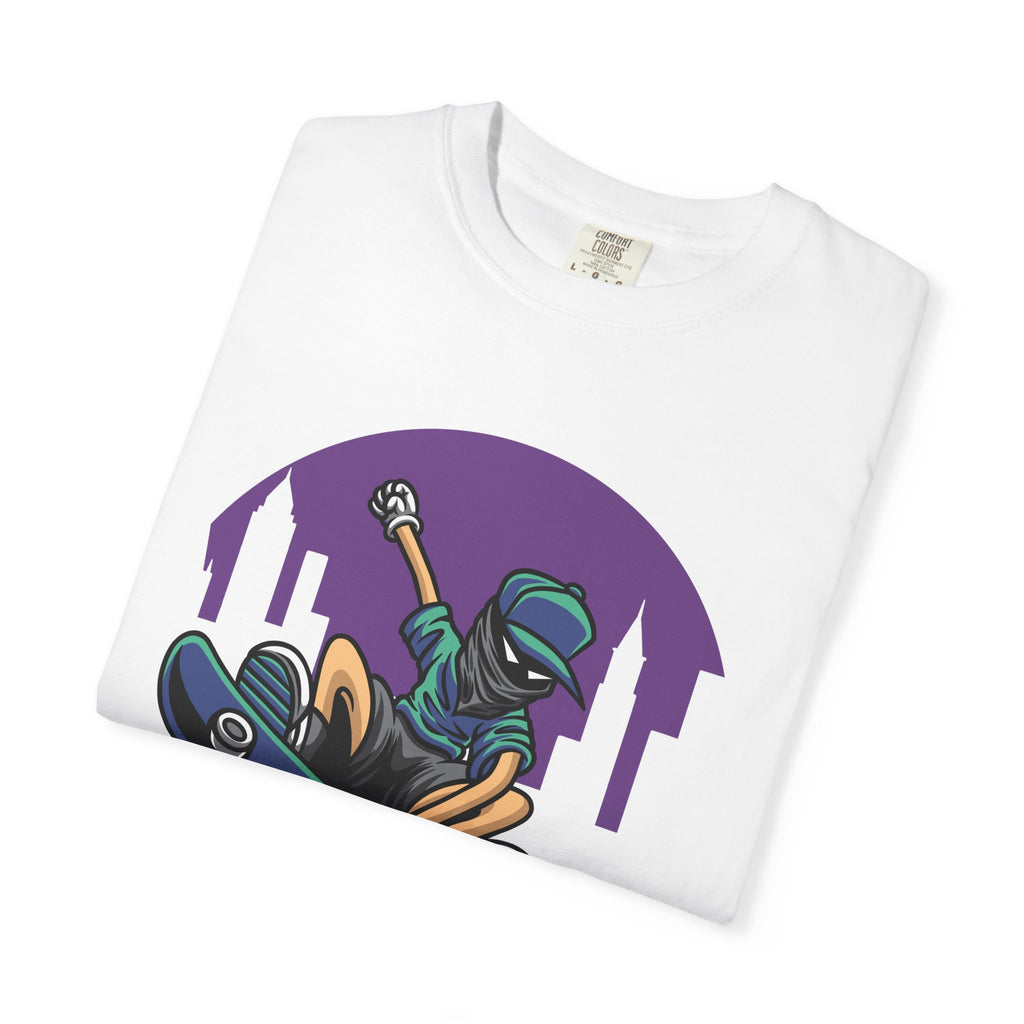 Cityscape Skateboarder Shirt - Urban Graphic Tee - Cool Gift - Sinful Threads