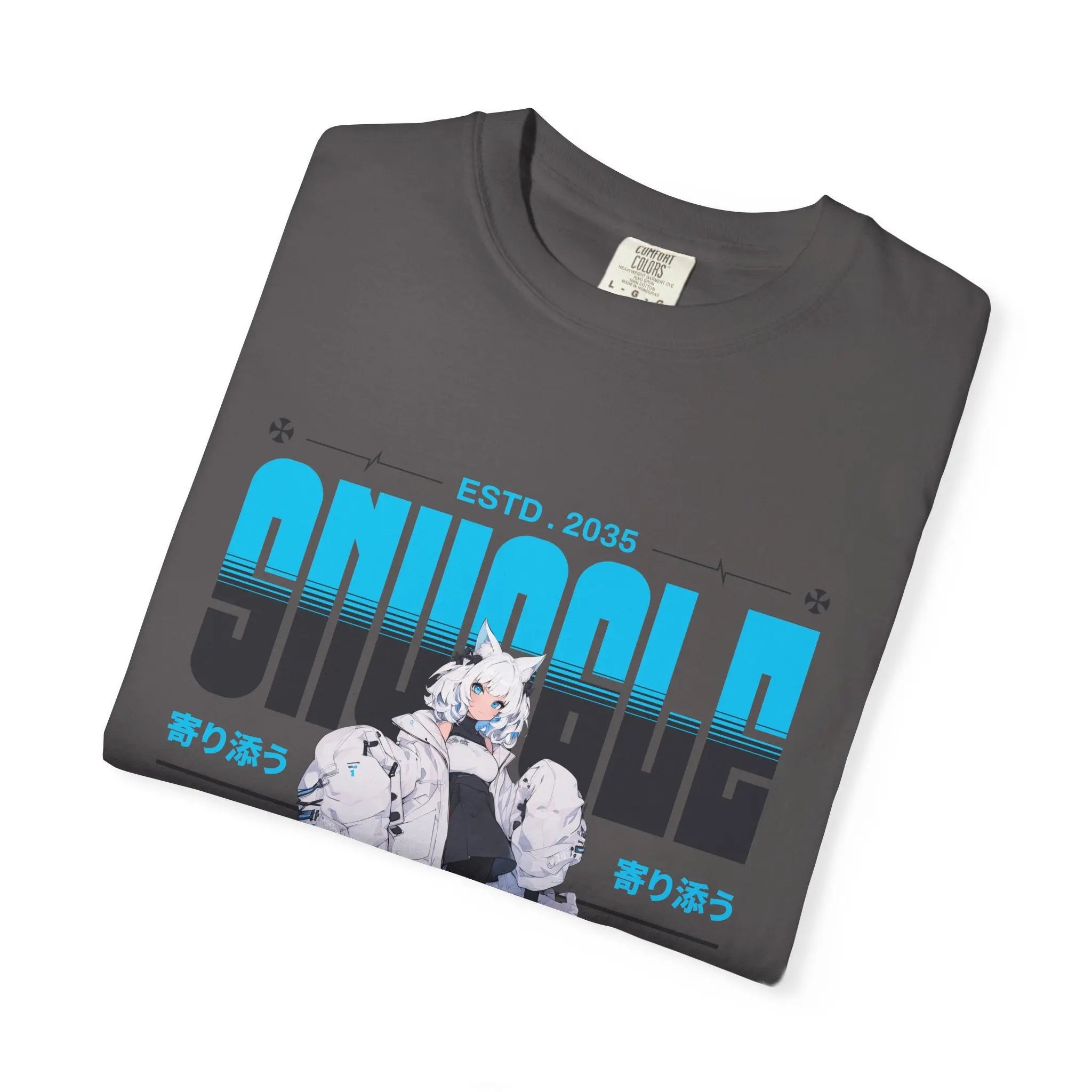 Kawaii Cat Girl Tee - Snuggle Manga Graphic - Cute Gift - Sinful Threads