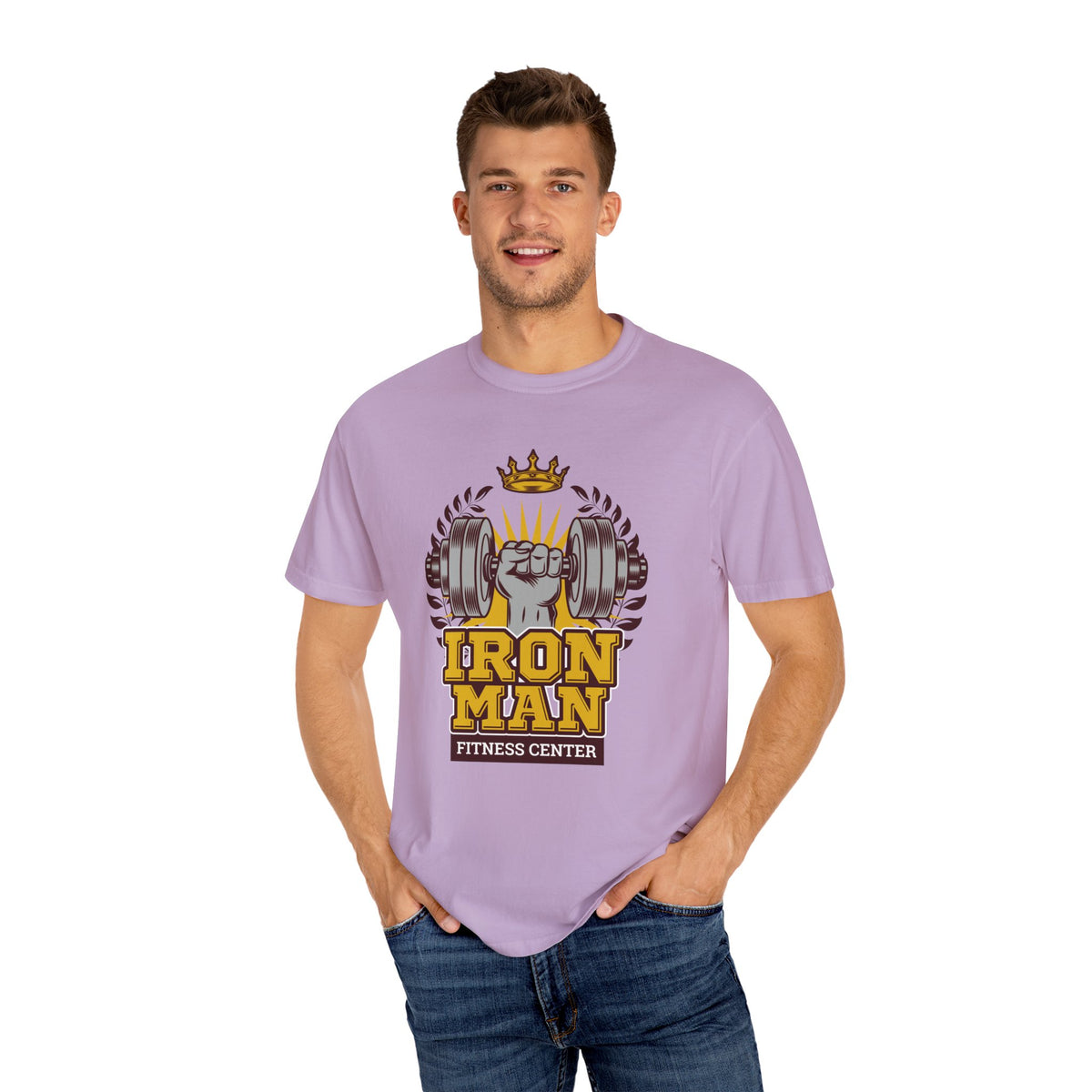 Iron Man Fitness Center Logo Graphic Design Image T-Shirt
