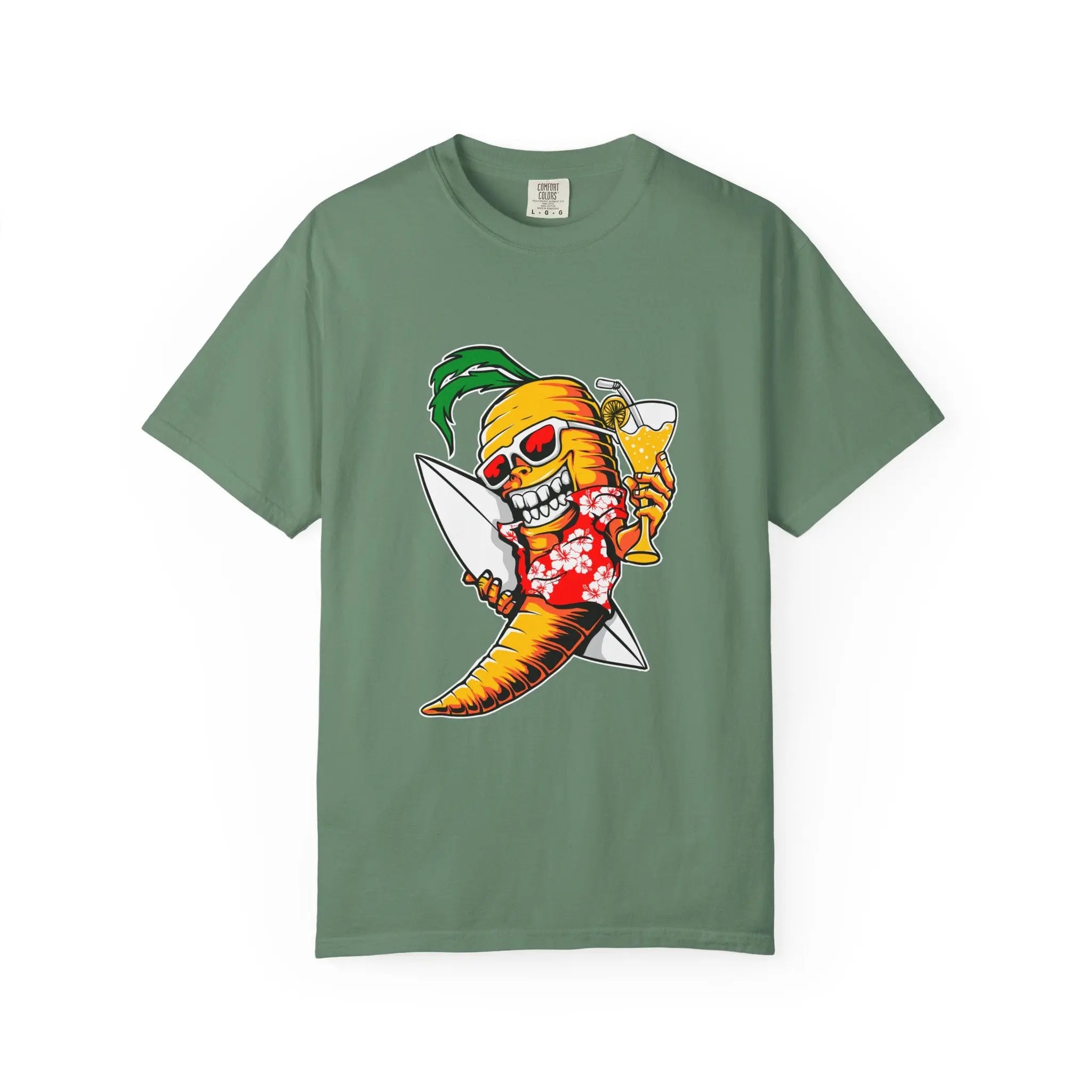 Surfing Carrot With a Drink Graphic Awesome T-Shirt - Sinful Threads