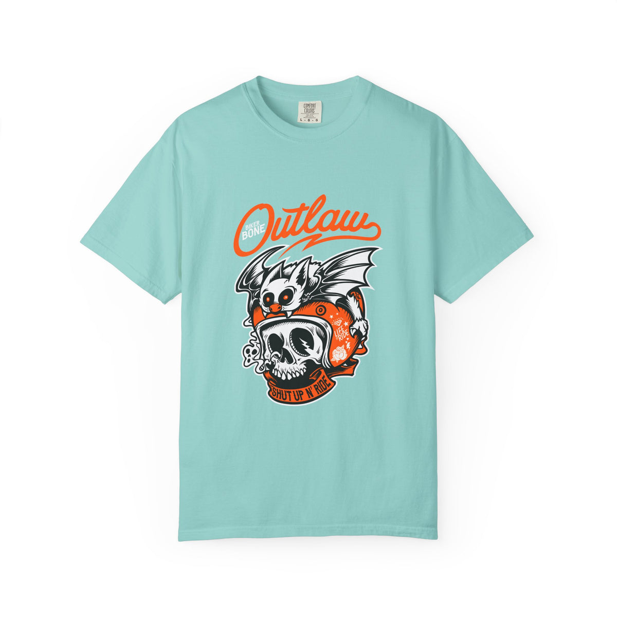 Outlaw Skull with Bat Rider Life To Ride Graphic T-Shirt