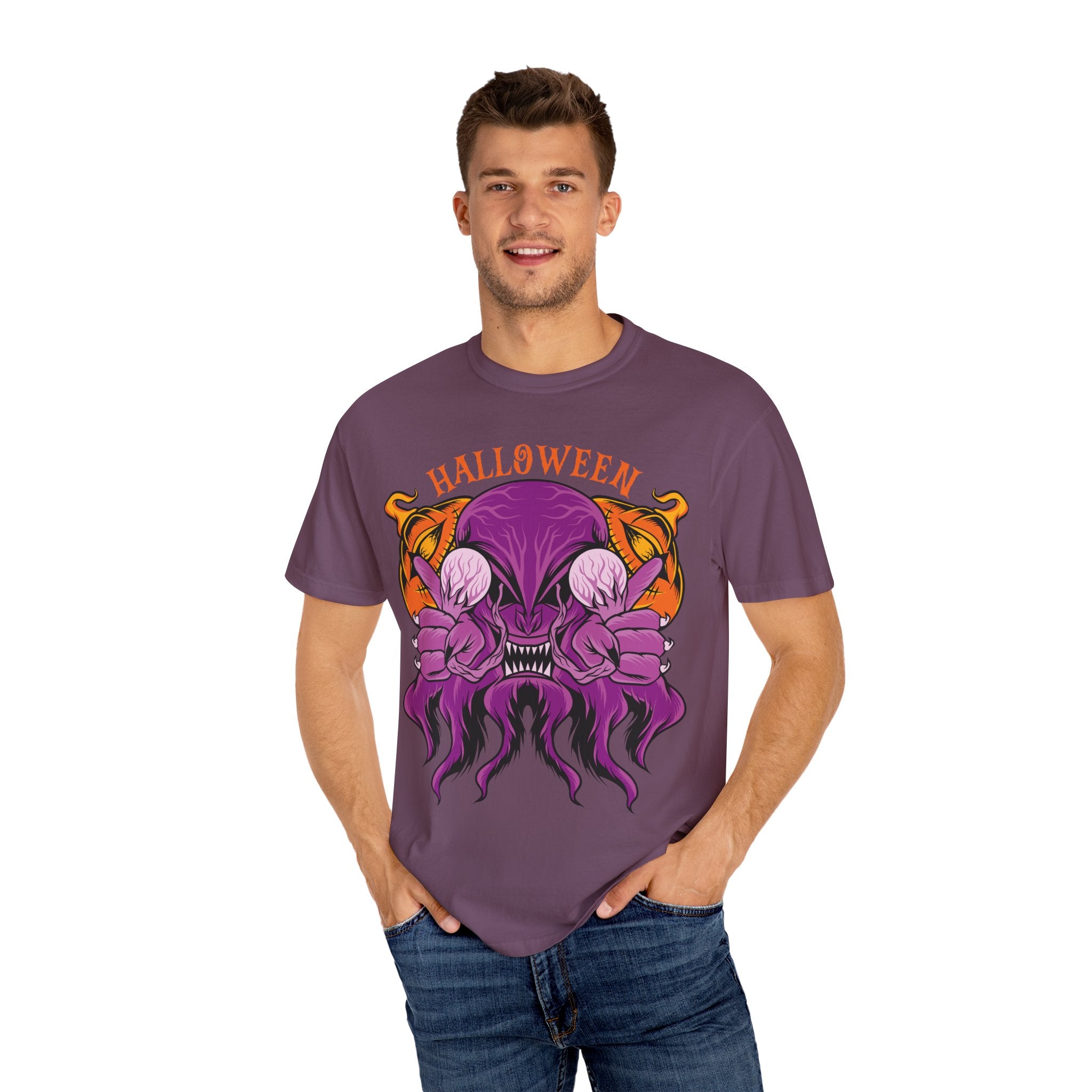 Monster pumpkin shirt - Purple Spooky Tee - Creepy Gift - Sinful Threads