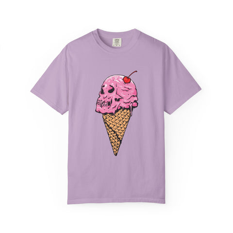 Skull Ice Cream Art With Cherry On Top Design T-Shirt