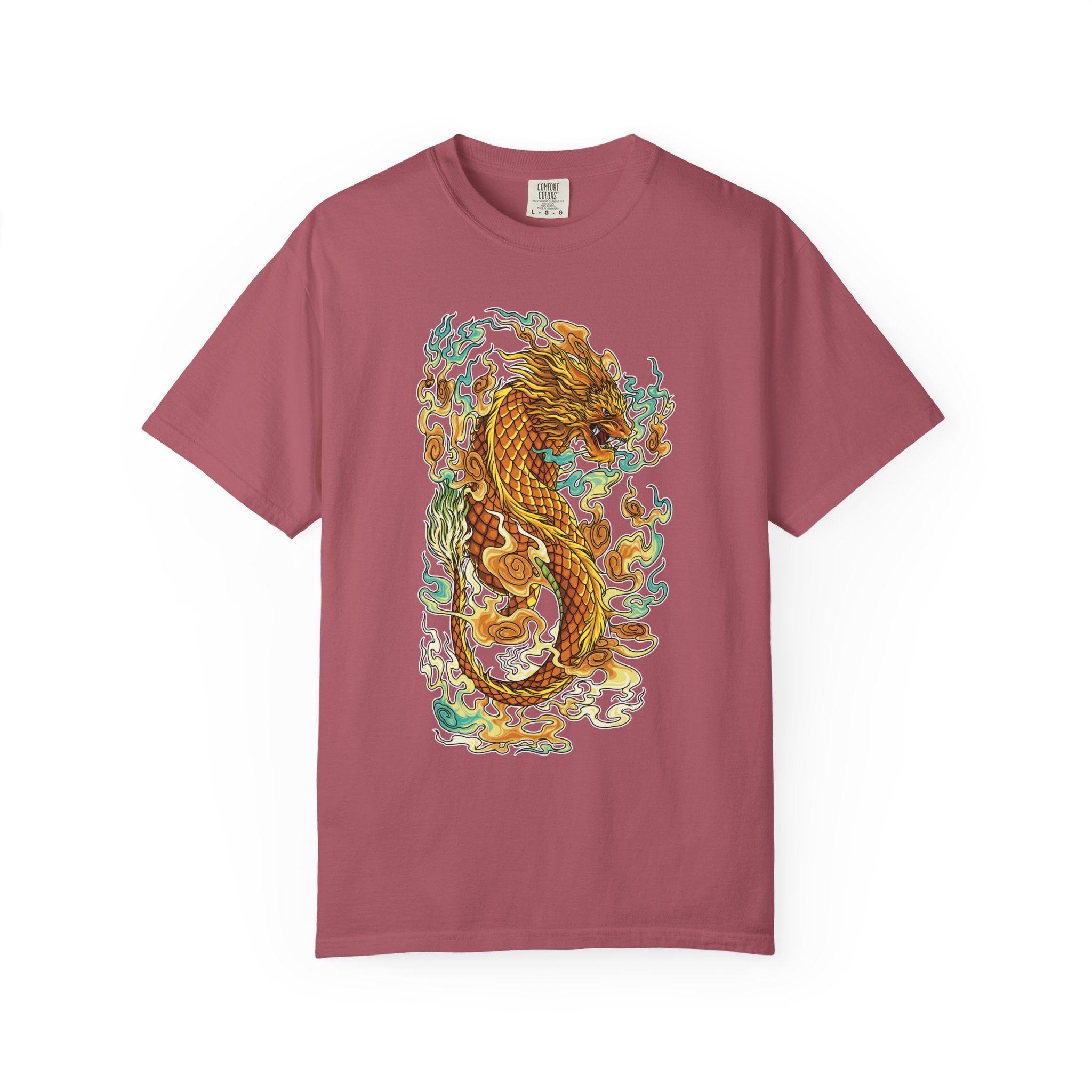 Golden Dragon Graphic Tee – Fantasy Creature Top - Sinful Threads
