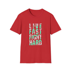 Live Fast Fight Hard Motivational Sports Tee - Action Mindset