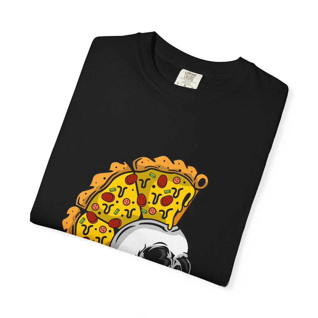 Pizza Mohawk Skull Funny Graphic Unique Design T-Shirt - Sinful Threads