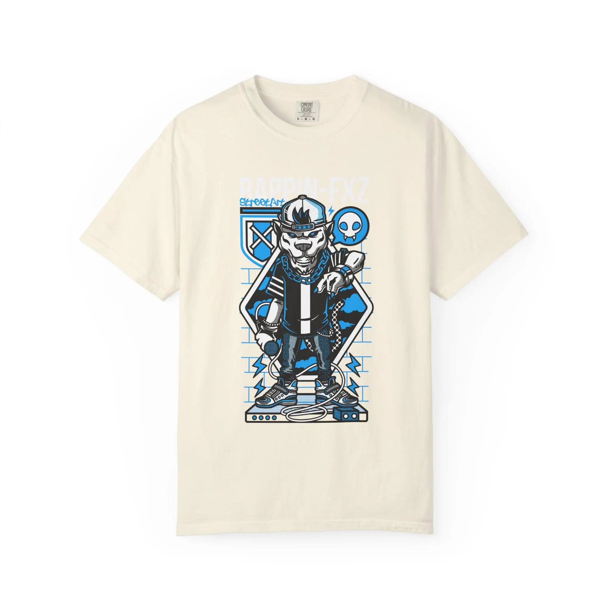 Gangster Wolf with Microphone Urban Art Drawing T-Shirt - Sinful Threads