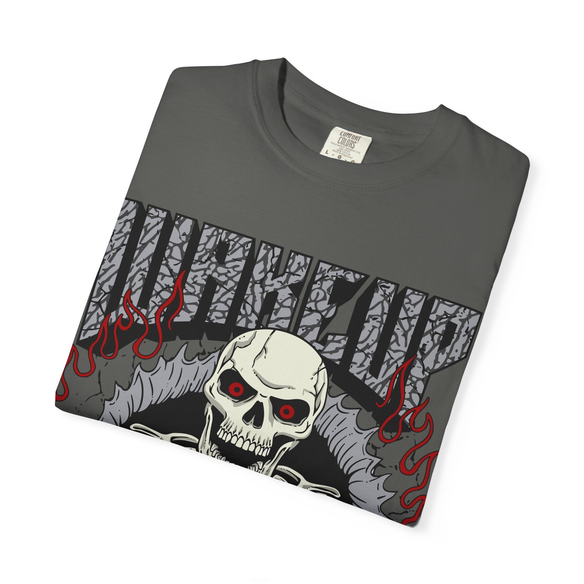 Skull Flame Shirt - Wake Up Fire Design Tee for Bold Style - Sinful Threads