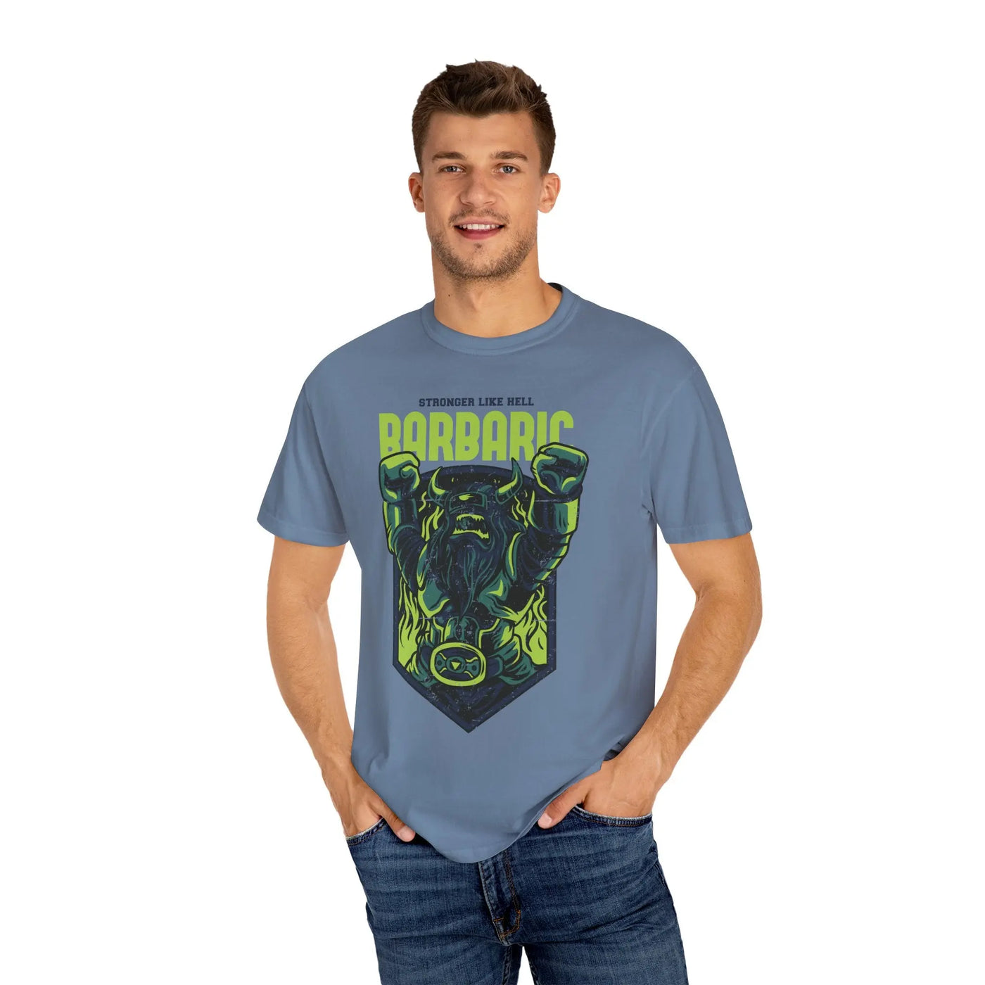 Barbaric Stronger Like Hell Viking Warrior T-Shirt - Sinful Threads