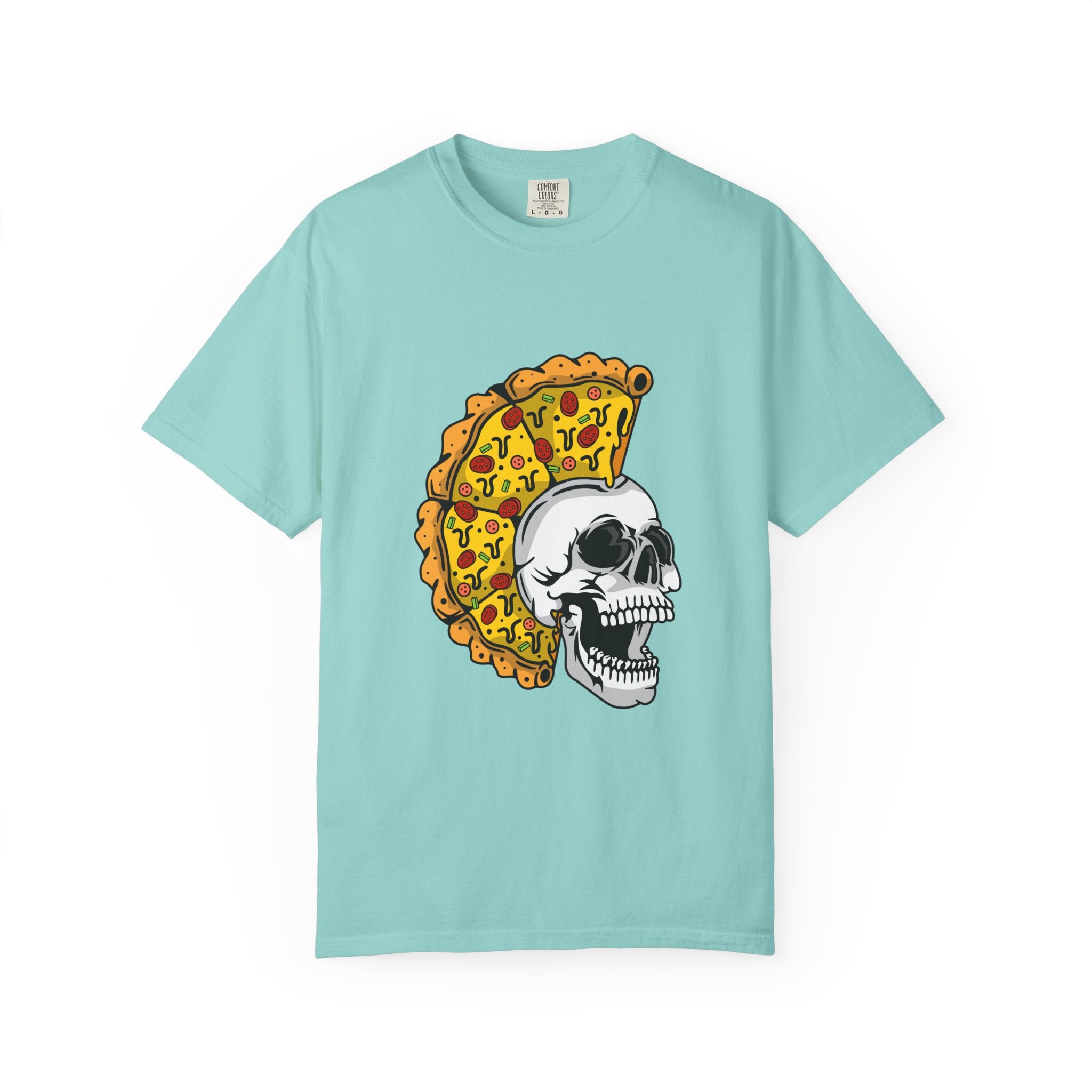Pizza Mohawk Skull Funny Graphic Unique Design T-Shirt - Sinful Threads
