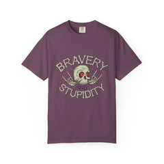 Funny Skull Shirt - Bravery Stupidity Tee - Cool Graphic