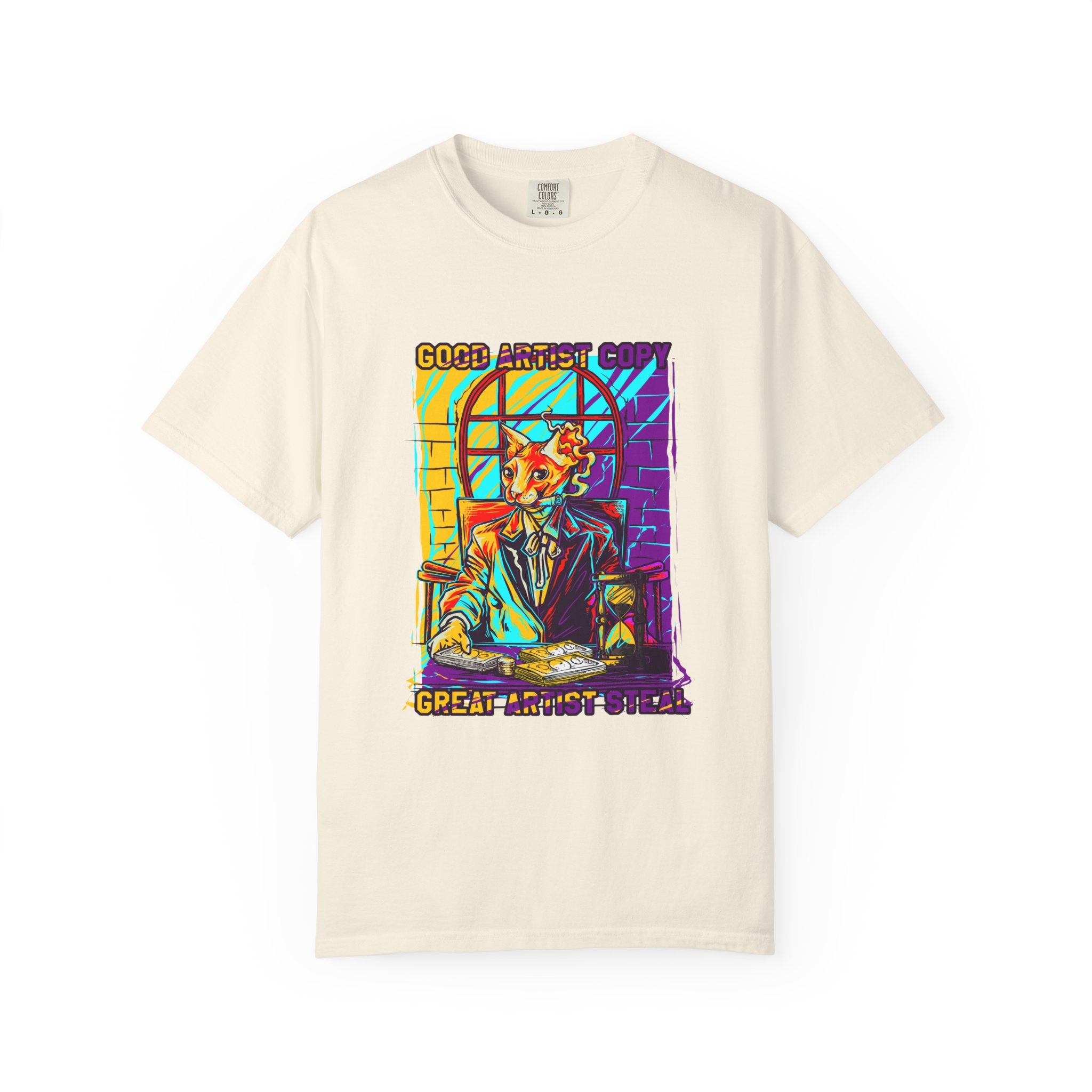 Good Artist Copy Great Artist Steal Funny Cat T-Shirt - Sinful Threads