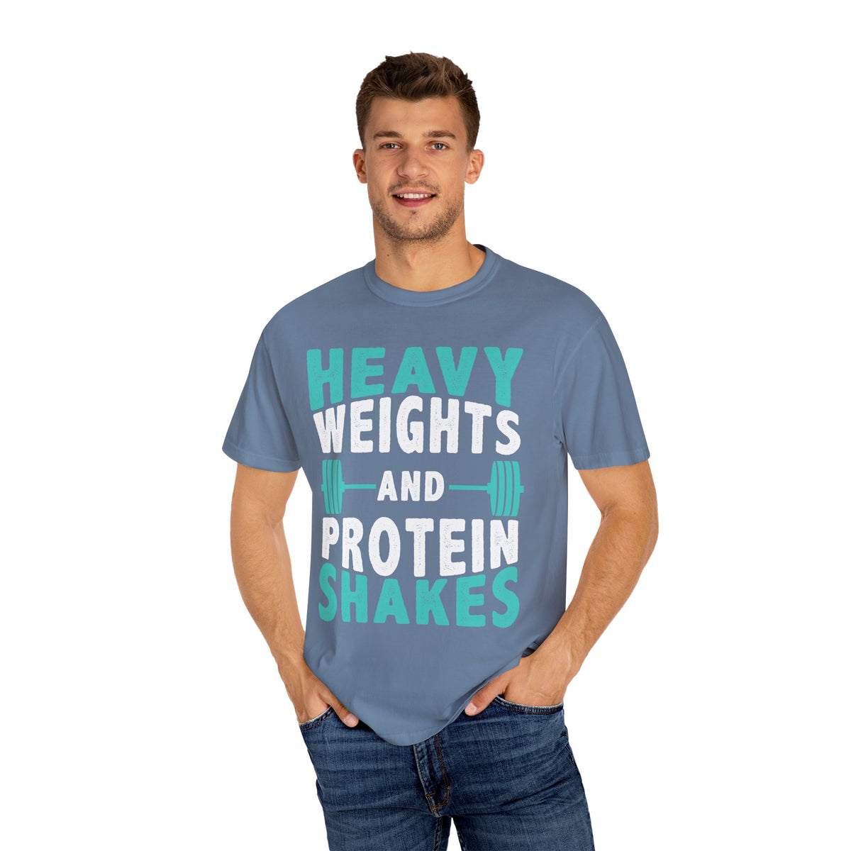 Heavy Weights Protein Shakes Gym Workout T-Shirt for Lifters