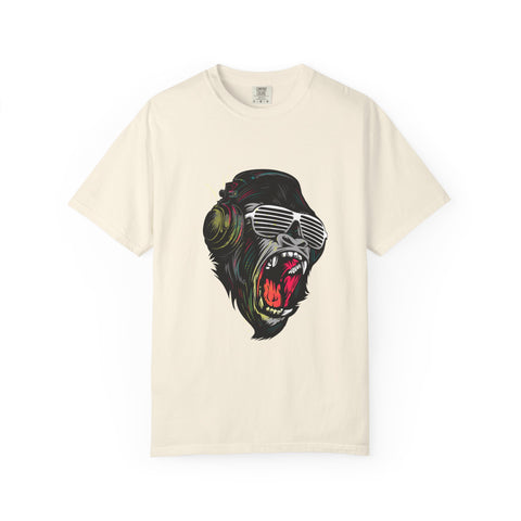 Angry Gorilla With Headphones And Glasses Design T-Shirt