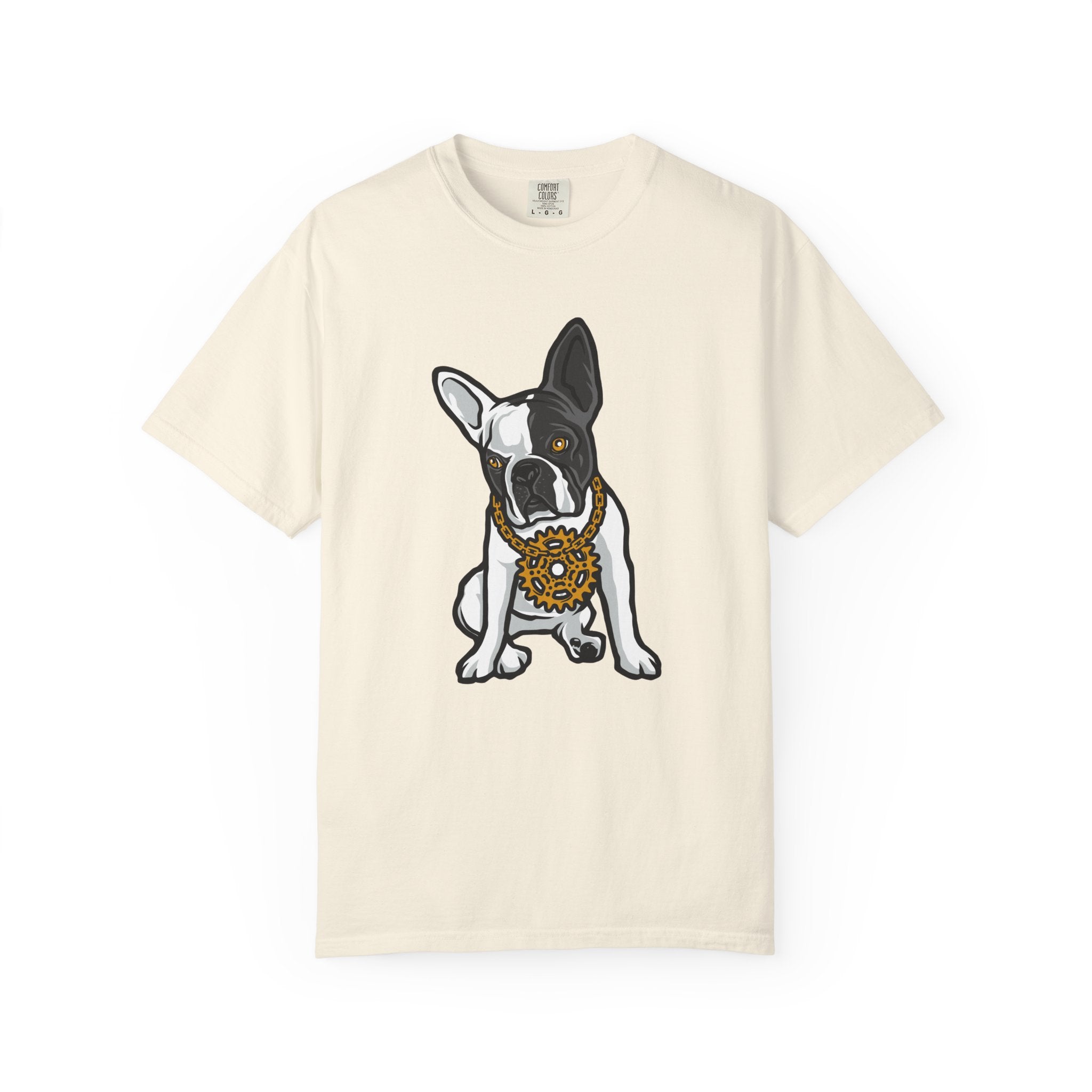 Cartoon French Bulldog with Gear Necklace Cool Dog T-Shirt - Sinful Threads