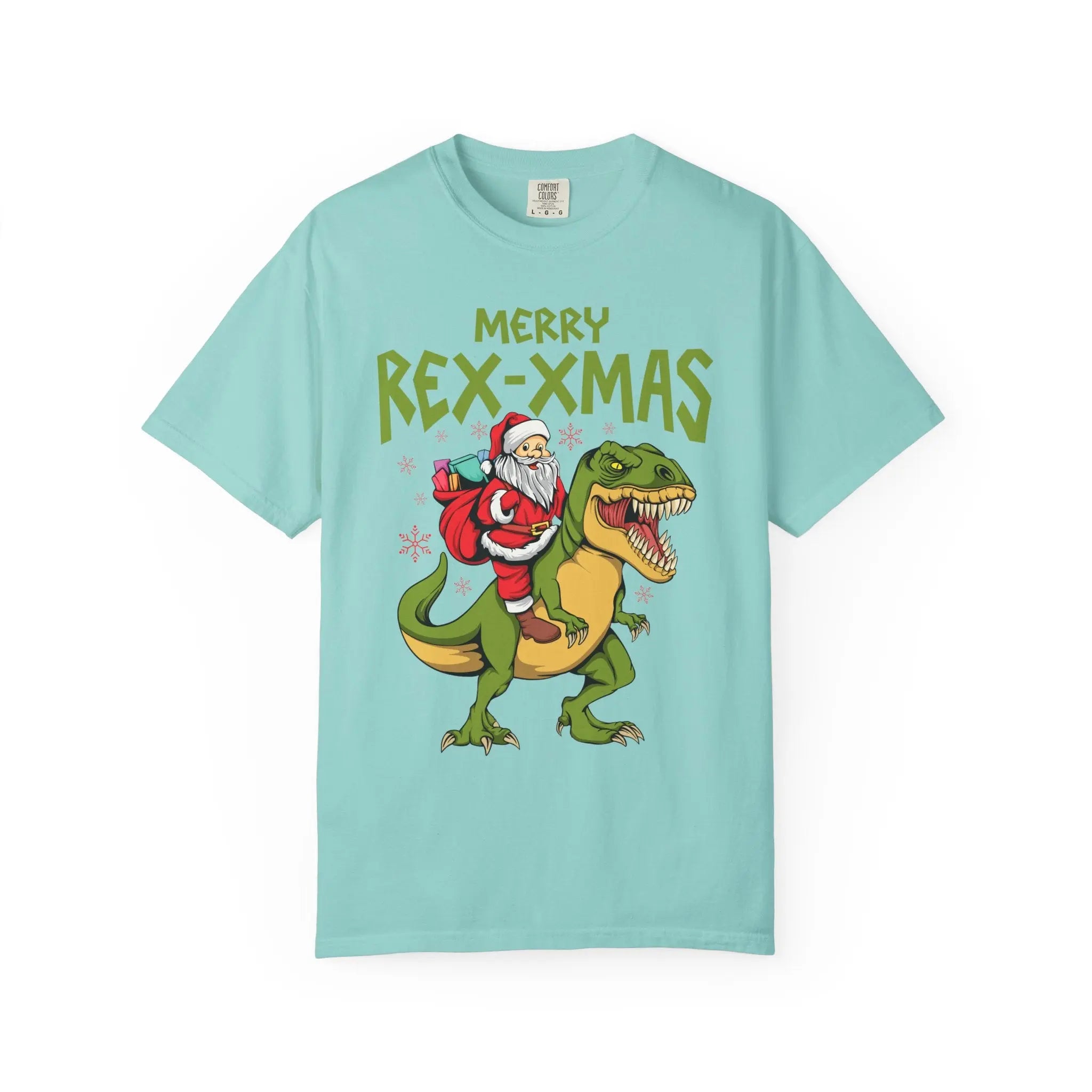 Merry Rex Xmas Tee - Funny Santa Dinosaur Gift - Sinful Threads