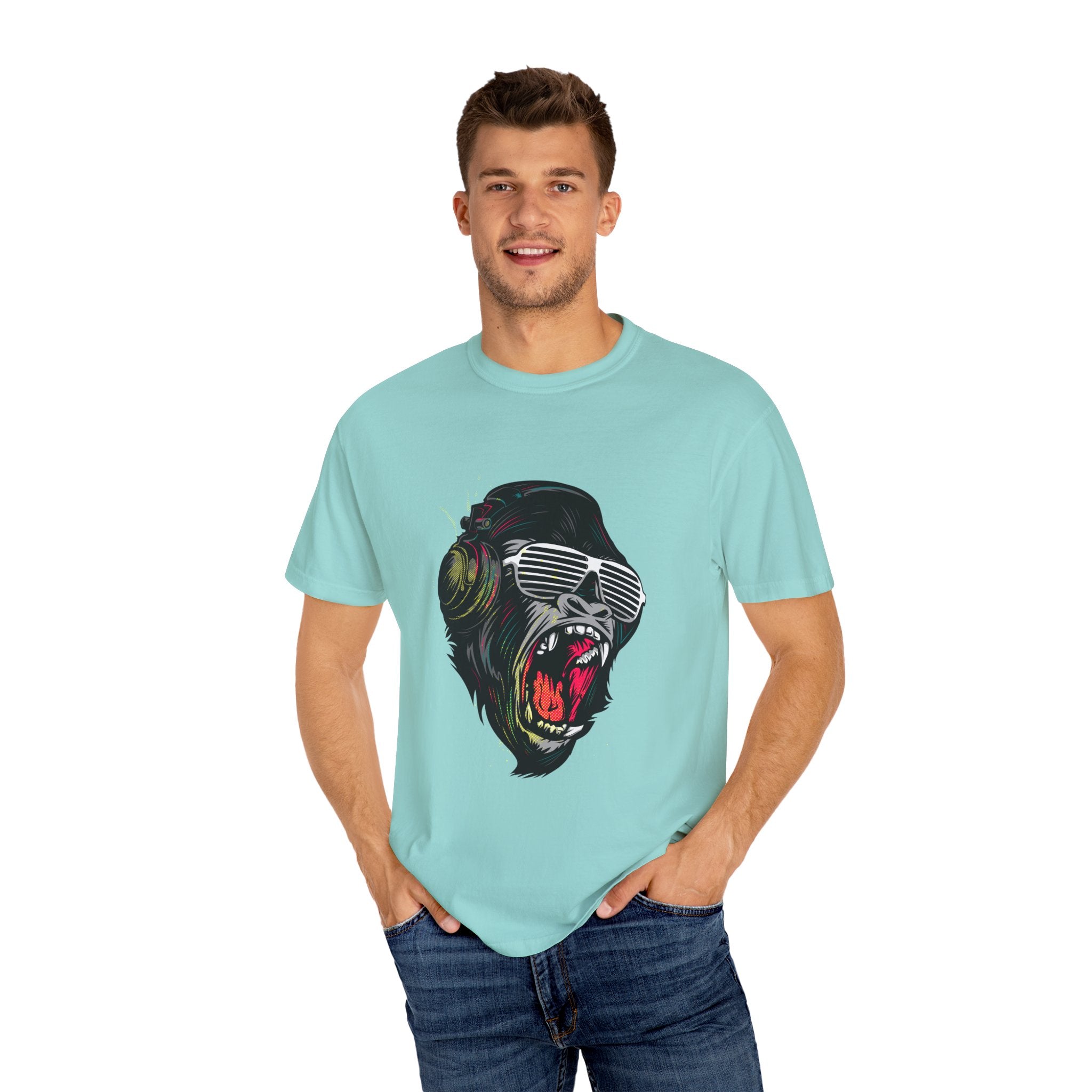 Angry Gorilla With Headphones And Glasses Design T-Shirt - Sinful Threads