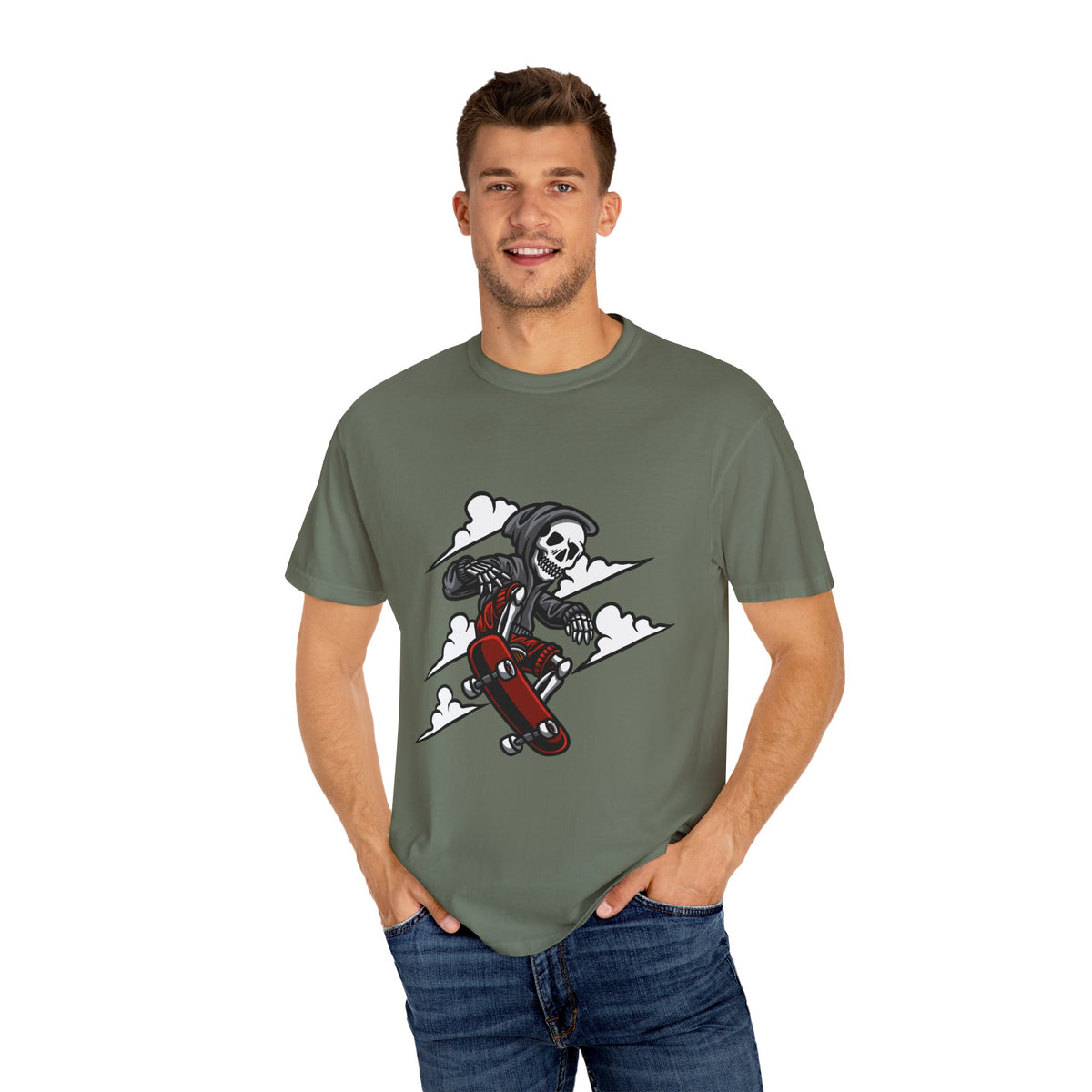 Grim Reaper Skate Shirt - Skeleton Tee - Cool Skater Gift