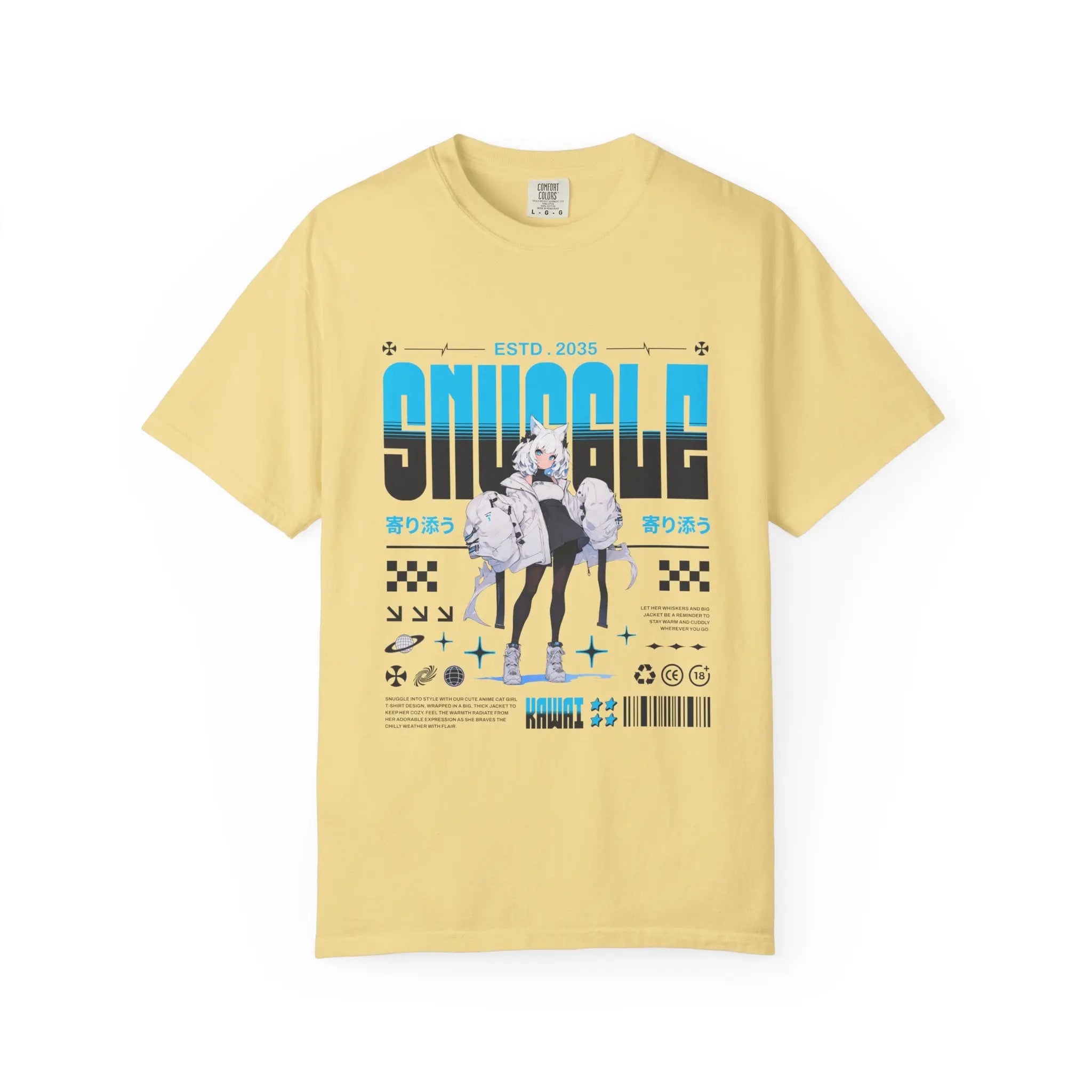 Kawaii Cat Girl Tee - Snuggle Manga Graphic - Cute Gift - Sinful Threads