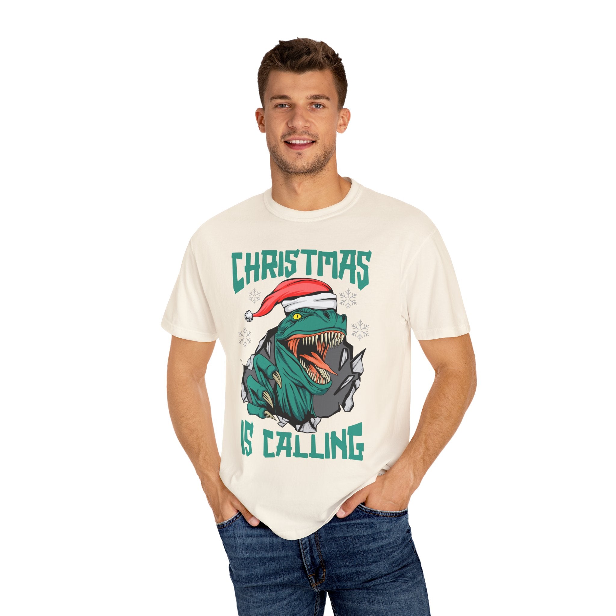 Santa T Rex Tee - Funny Dino Shirt - Christmas Holiday Gift - Sinful Threads