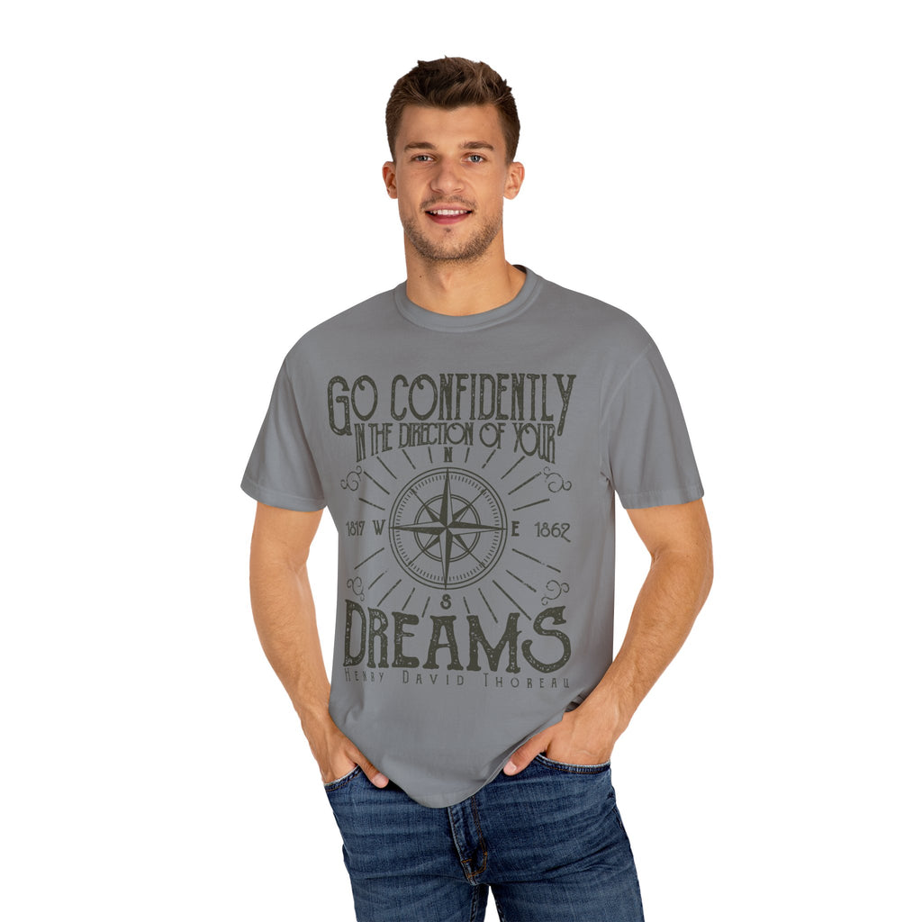 Go Confidently Dreams Henry David Thoreau Design T-Shirt - Sinful Threads