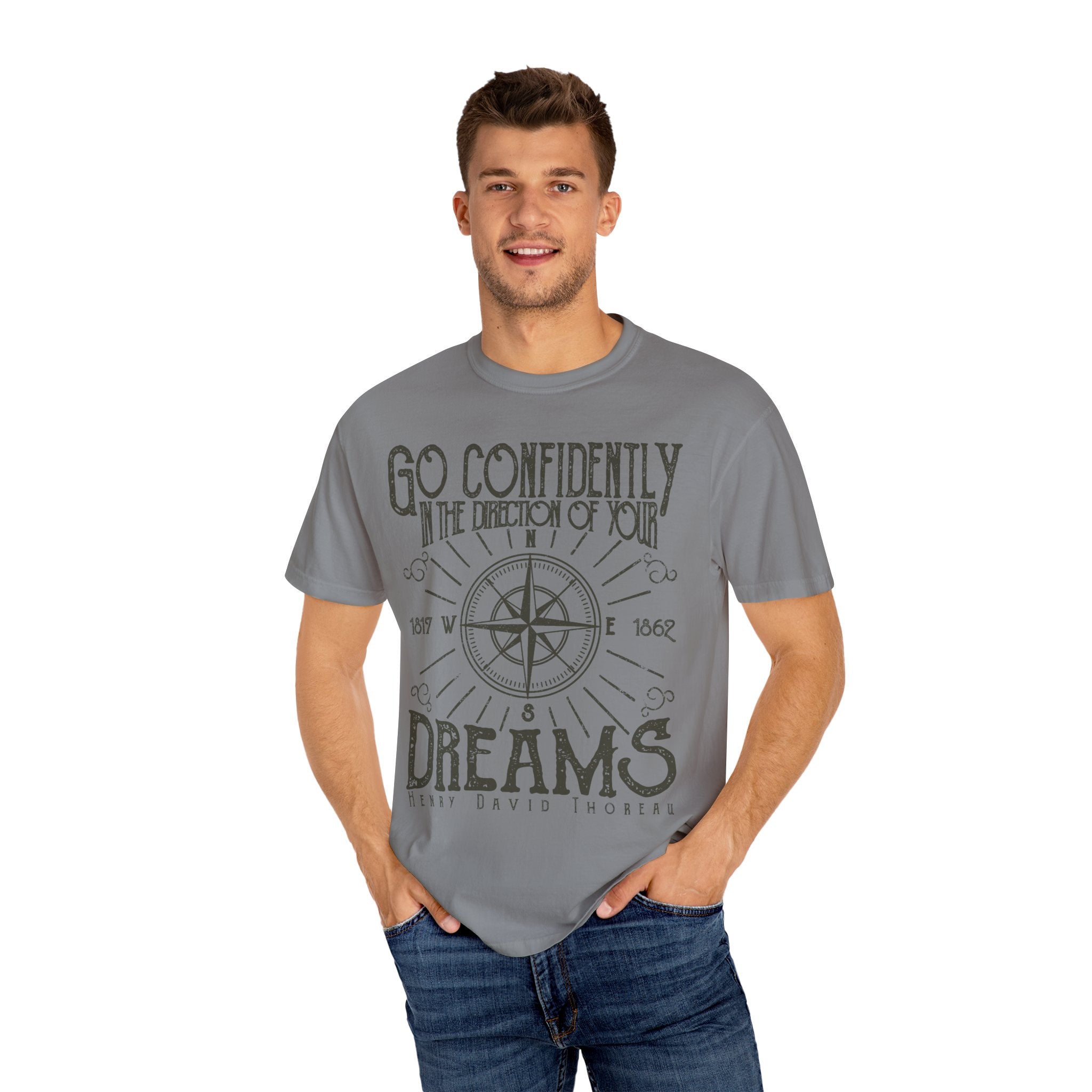 Go Confidently Dreams Henry David Thoreau Design T-Shirt - Sinful Threads