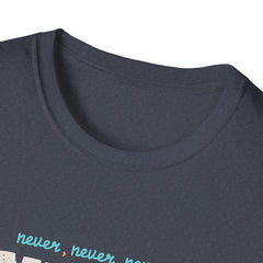 Never Give Up Groovy Tee - Retro Motivational Graphic Tee