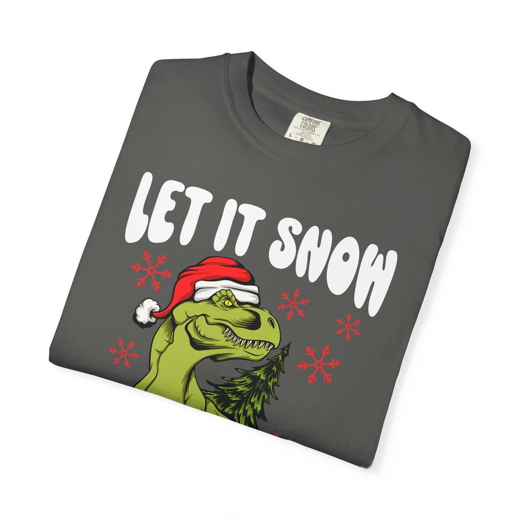 Christmas Dinosaur Tee - Santa T-Rex - Let It Snow Gift - Sinful Threads