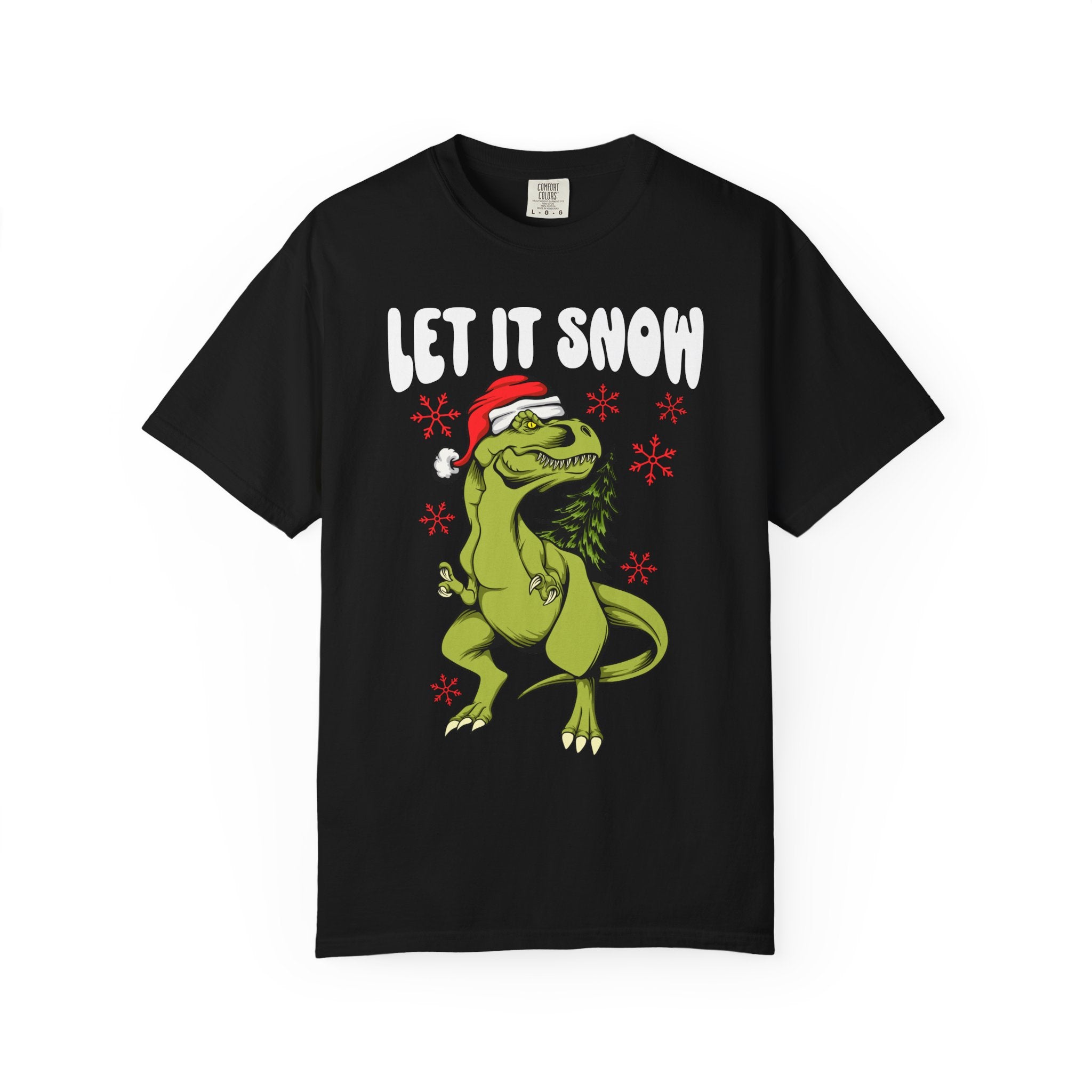 Christmas Dinosaur Tee - Santa T-Rex - Let It Snow Gift - Sinful Threads