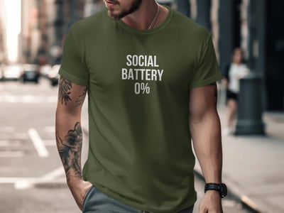 Social Battery 0% Funny T-Shirt Product type